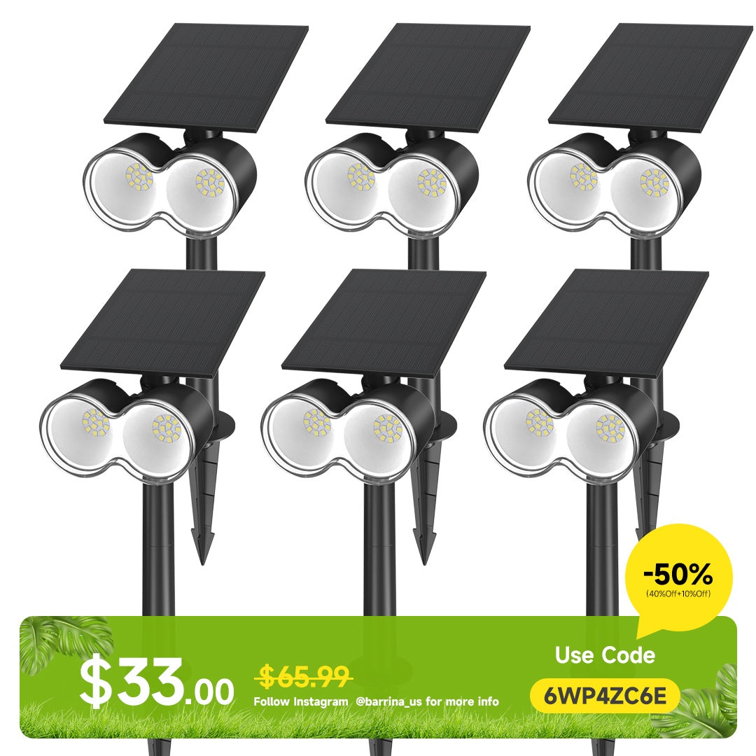 Solar Spotlights,6500K,360°Horizontal Adjustable,3 Modes,Auto ON/OFF,6 Packs,WX 6500K 6