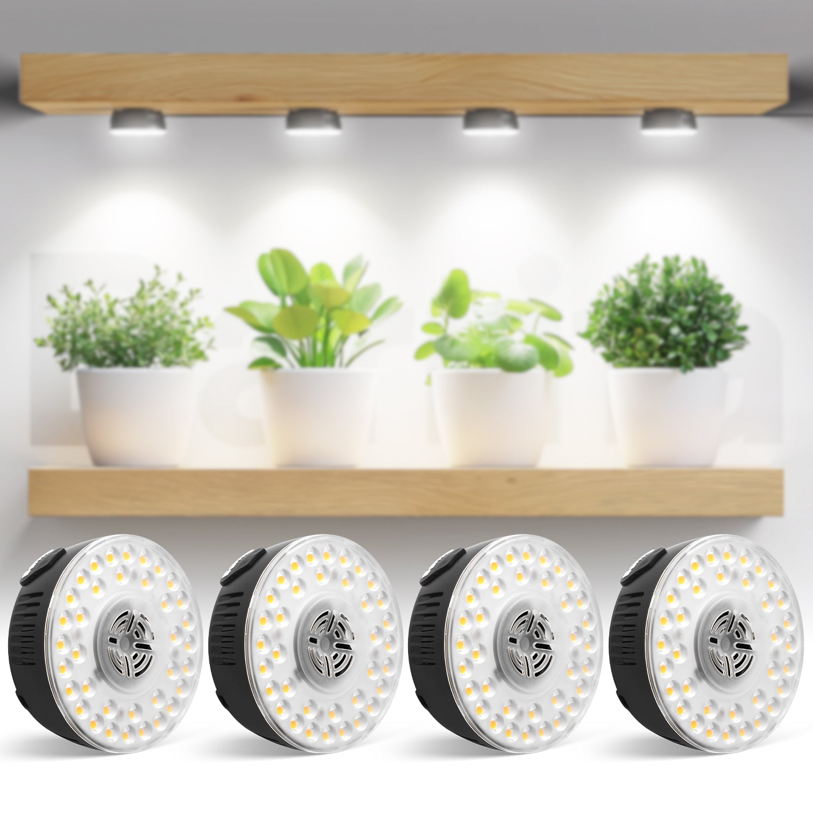 Barrina OG09 Orbgrow Series 9W Puck LED Grow Lights 5000K | Magnetic & Linkable (Black Color))
