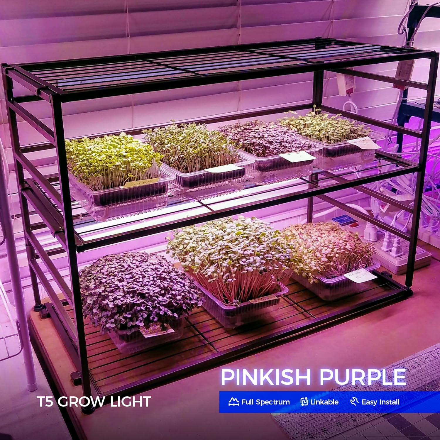 Barrina T5 20W LED Grow Lights 4FT Pink Light | Full Spectrum & Linkable | ML20