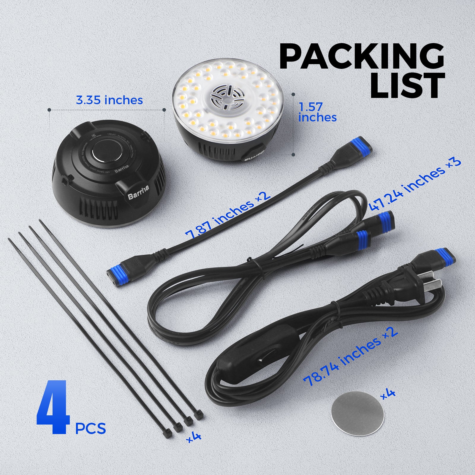 Barrina OG09 Orbgrow Series 9W Puck LED Grow Lights 5000K | Magnetic & Linkable (Black Color))
