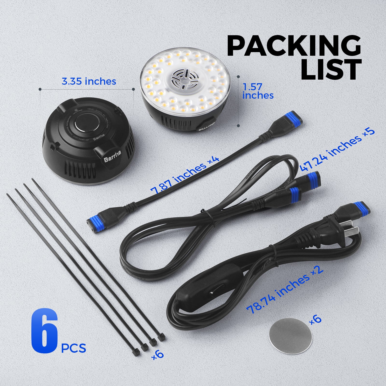 Barrina OG09 Orbgrow Series 9W Puck LED Grow Lights 5000K | Magnetic & Linkable (Black Color))