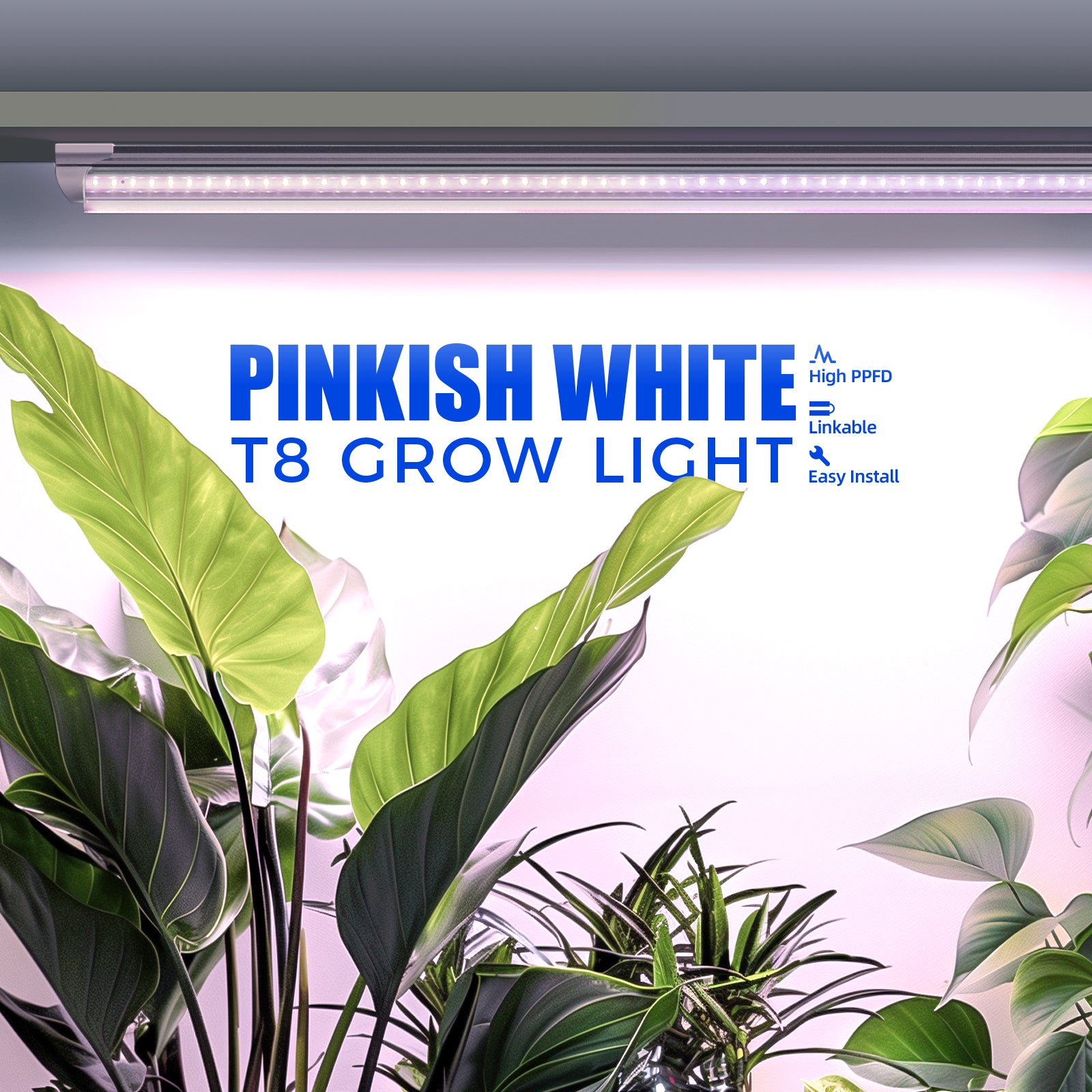 T8 LED Grow Light,3FT,30W,Full Spectrum,Linkable,Reflector Design,6 Packs,QI30