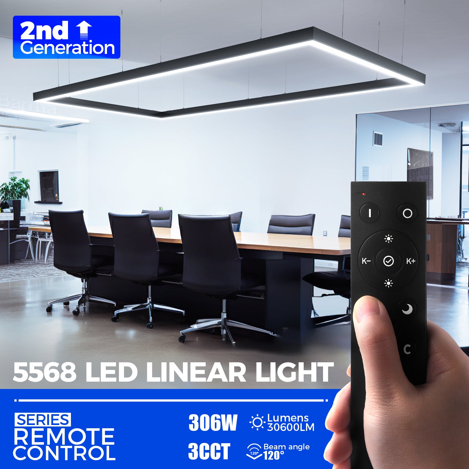 Barrina 5568 Remote Series 2nd-Generation 306W Rectangular Set LED Linear Lights 9FT * 5FT 3000K - 6000K 30600LM | Seamless Connection & Color Changing