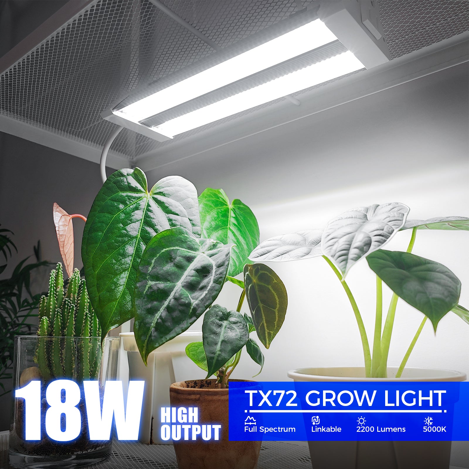 Barrina TX72 18W LED Grow Lights 1FT 5000K | Full Spectrum & Linkable | TXAL72