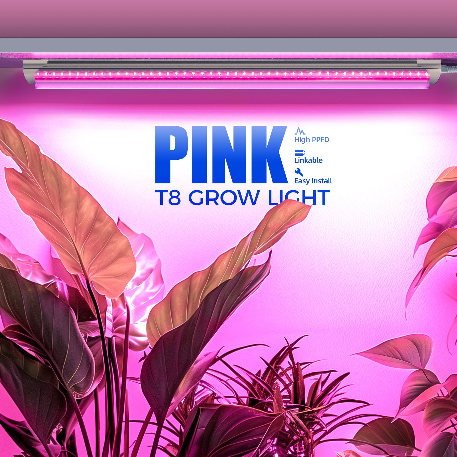 T8 LED Grow Light,2FT,24W,Full Spectrum,Linkable,Reflector Design,QF24