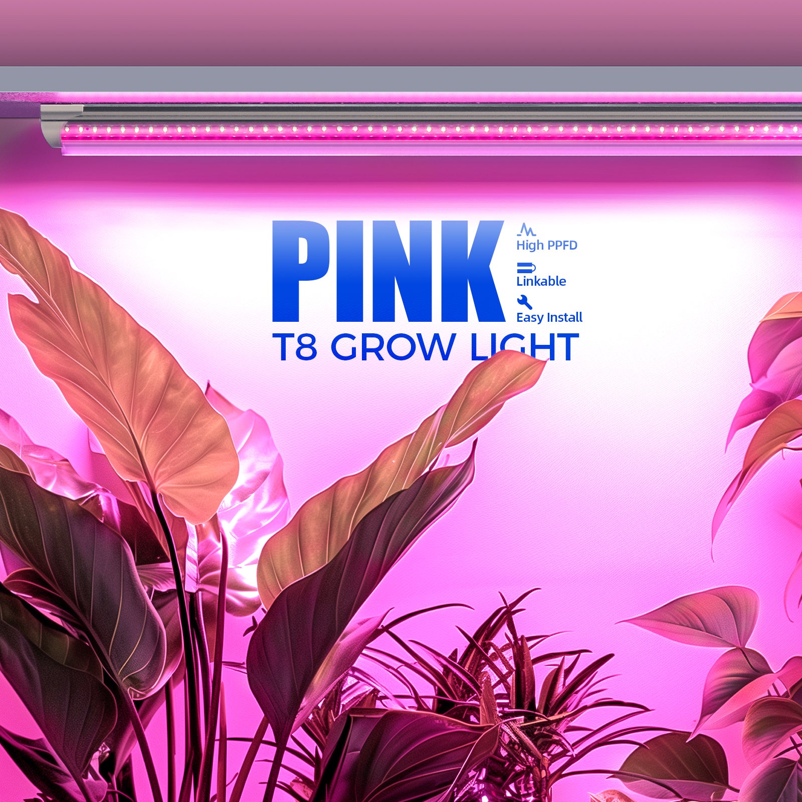 T8 LED Grow Light,4FT,42W,Full Spectrum,Linkable,Reflector Design,QL42