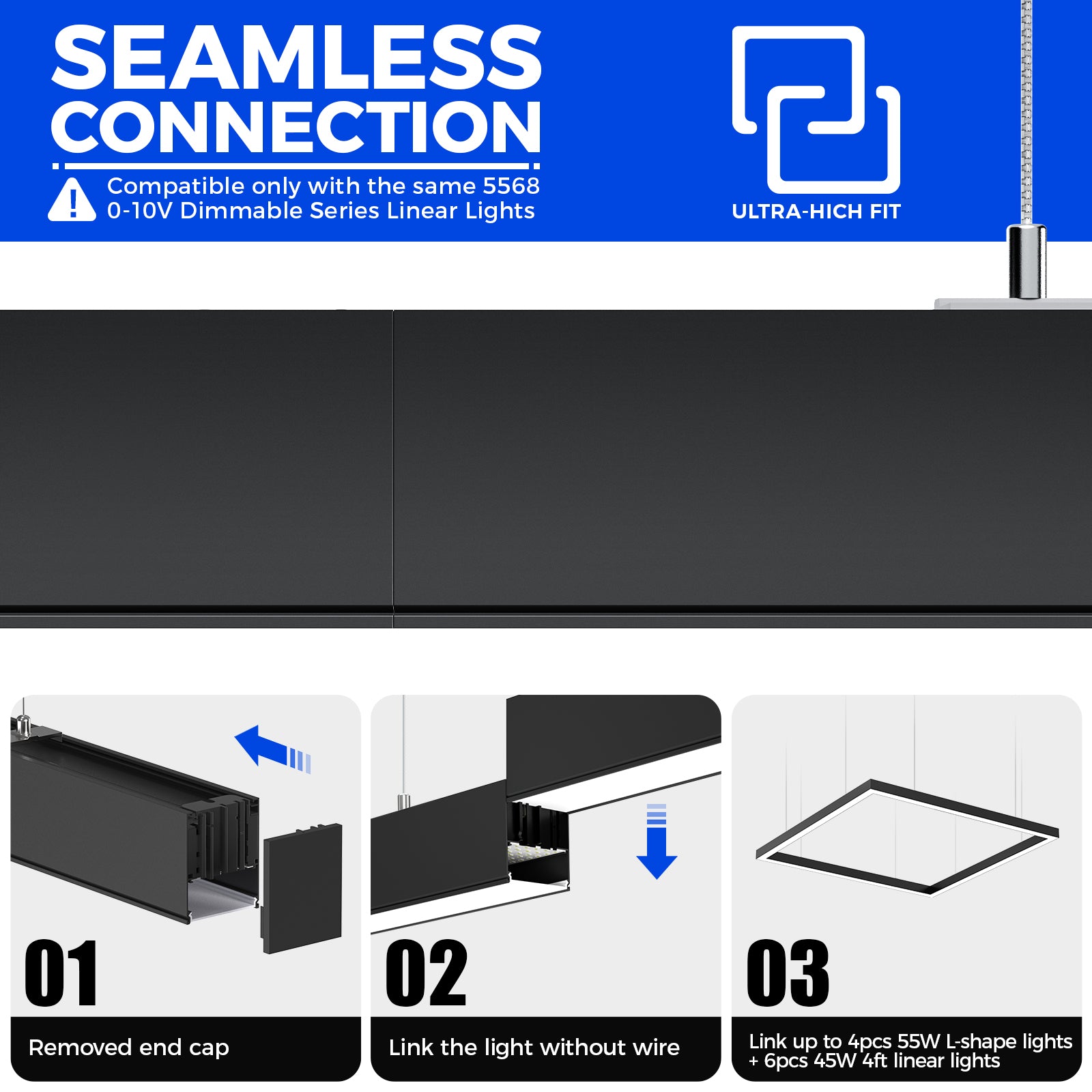 Barrina 5568 Remote Series 2nd-Generation 216W Square Set LED Linear Lights 5FT * 5FT 3000K - 6000K 21600LM | Seamless Connection & Color Changing