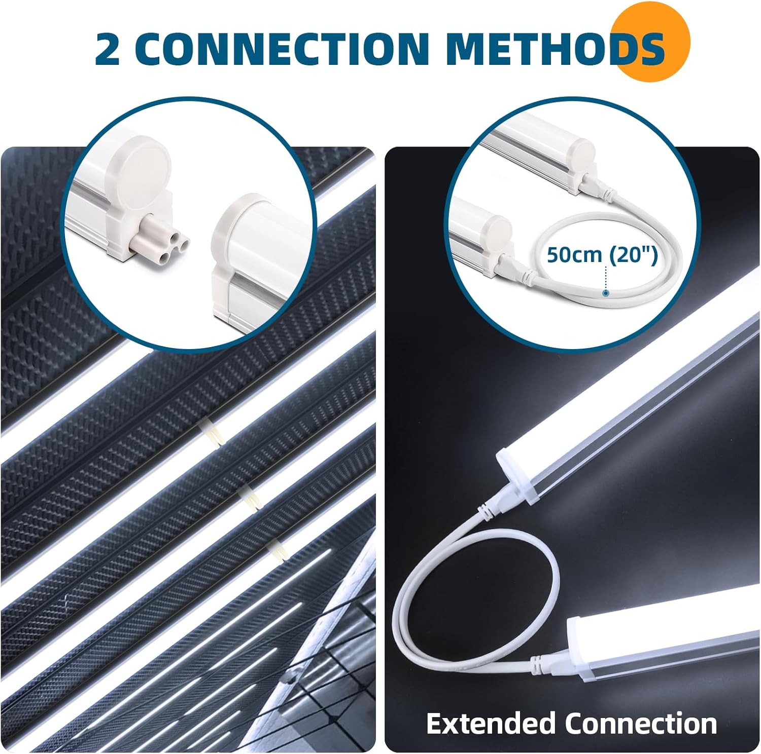 Barrina T5 10W LED Shop Lights 2FT 6500K 1100LM | Linkable & Corded Electric Switch | AAF10