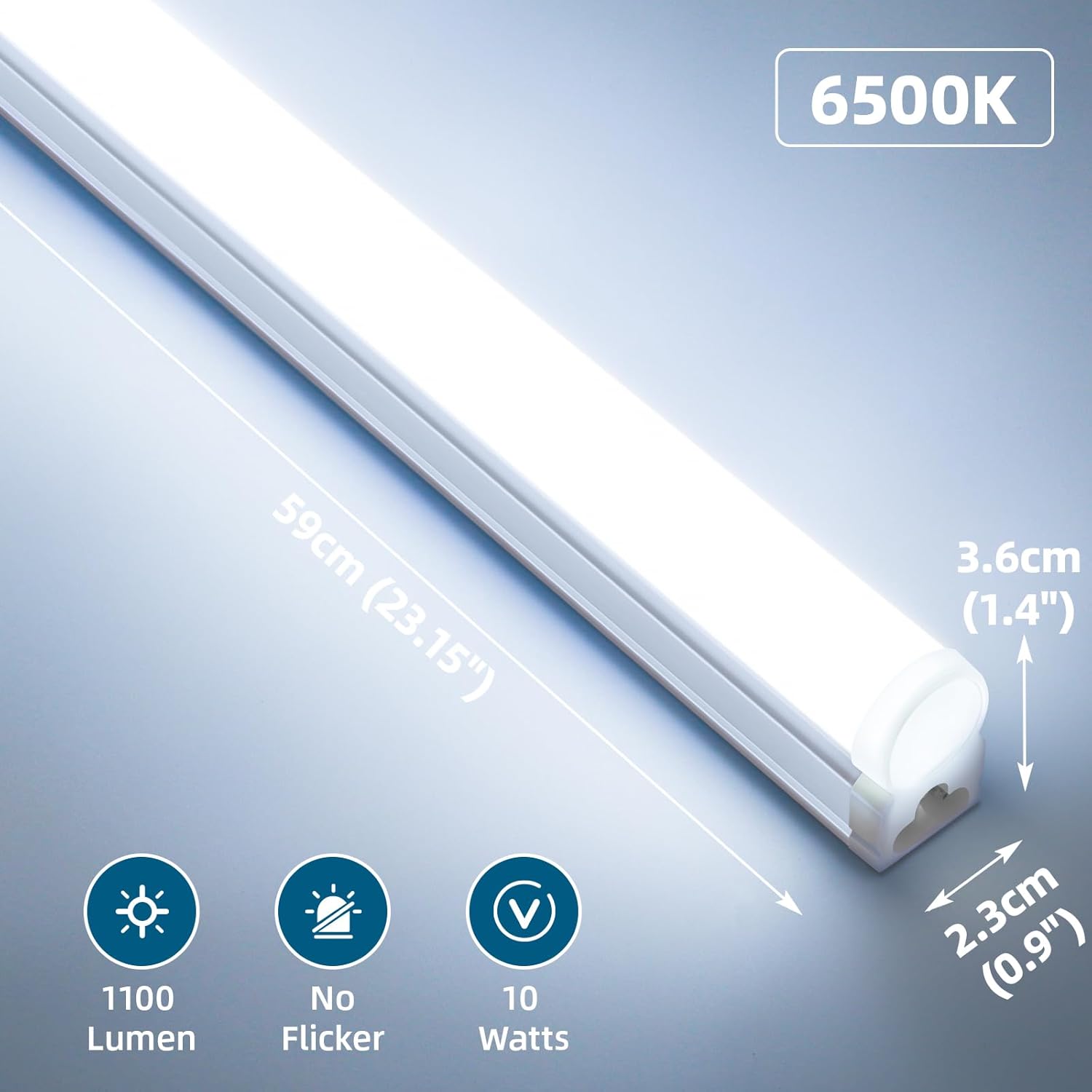 Barrina T5 10W LED Shop Lights 2FT 6500K 1100LM | Linkable & Corded Electric Switch | AAF10