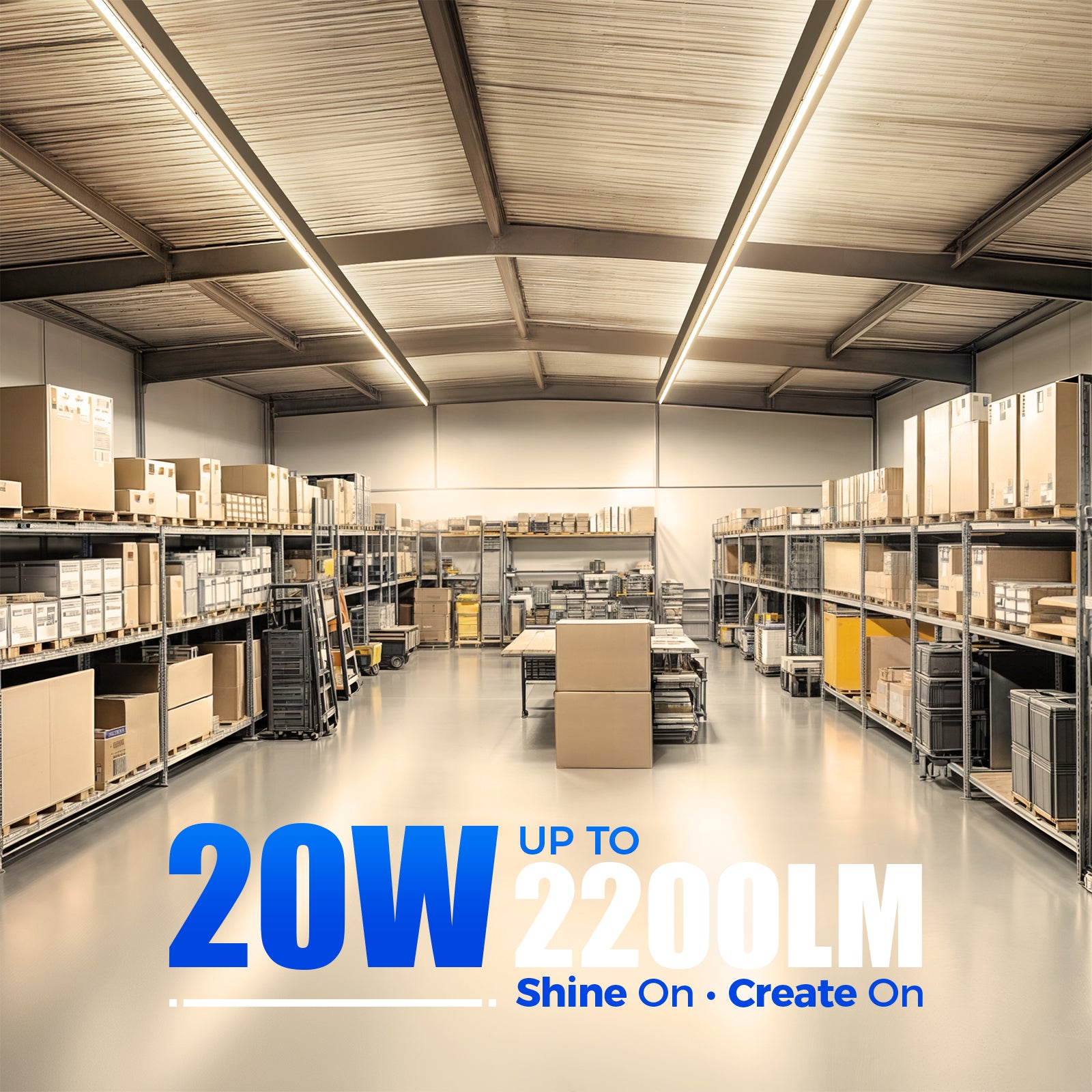 Barrina T5 20W LED Shop Lights 4FT 3000K 2200LM | Linkable & Corded Electric Switch | AAL20