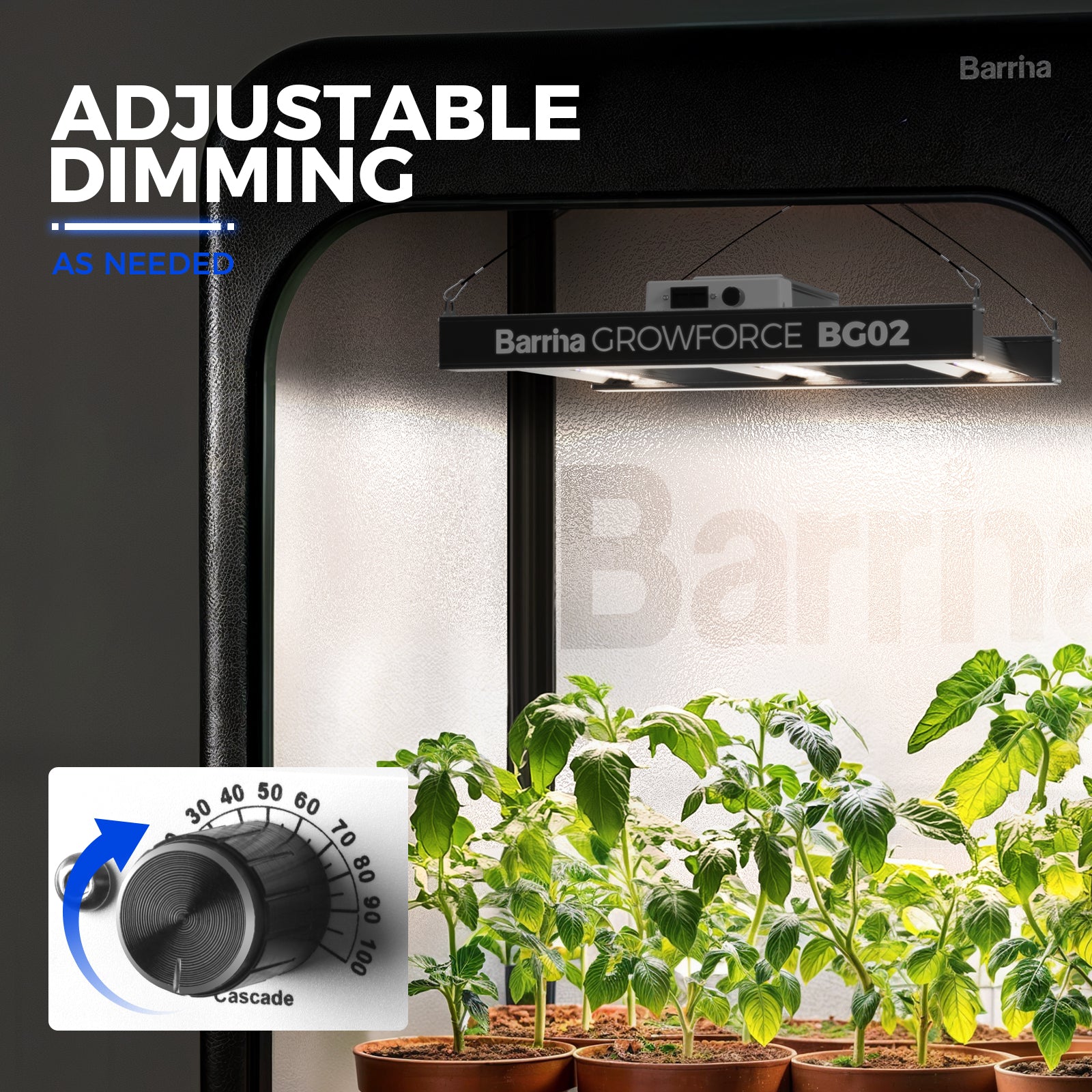 Barrina GrowForce 200W LED Commercial Grow Light Dual Blue & FIR Light | Dimmable & High PPFD | BG02