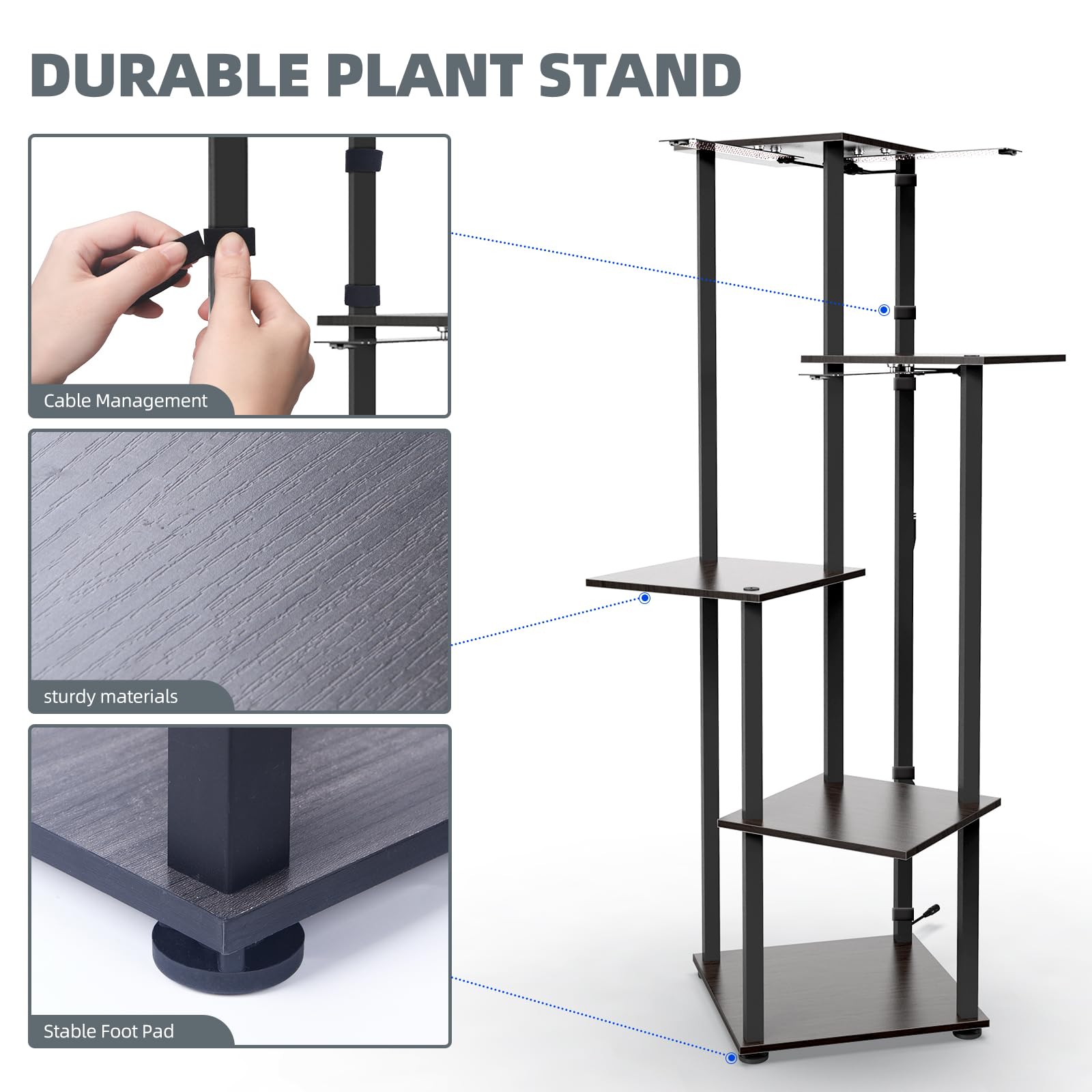 5 - Tier Plant Stand with LED Grow Lights,9.8"x9.8"x41.3",8W,Full Spectrum,3 lights,CJ08BBJ - Barrina led