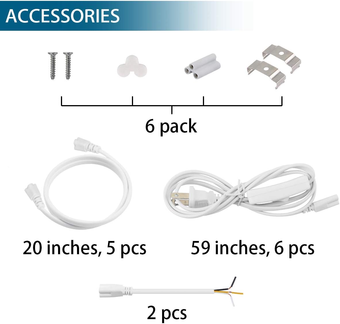 Barrina T5 20W LED Shop Lights 4FT 6500K 2200LM | Linkable & Corded Electric Switch | AAL20