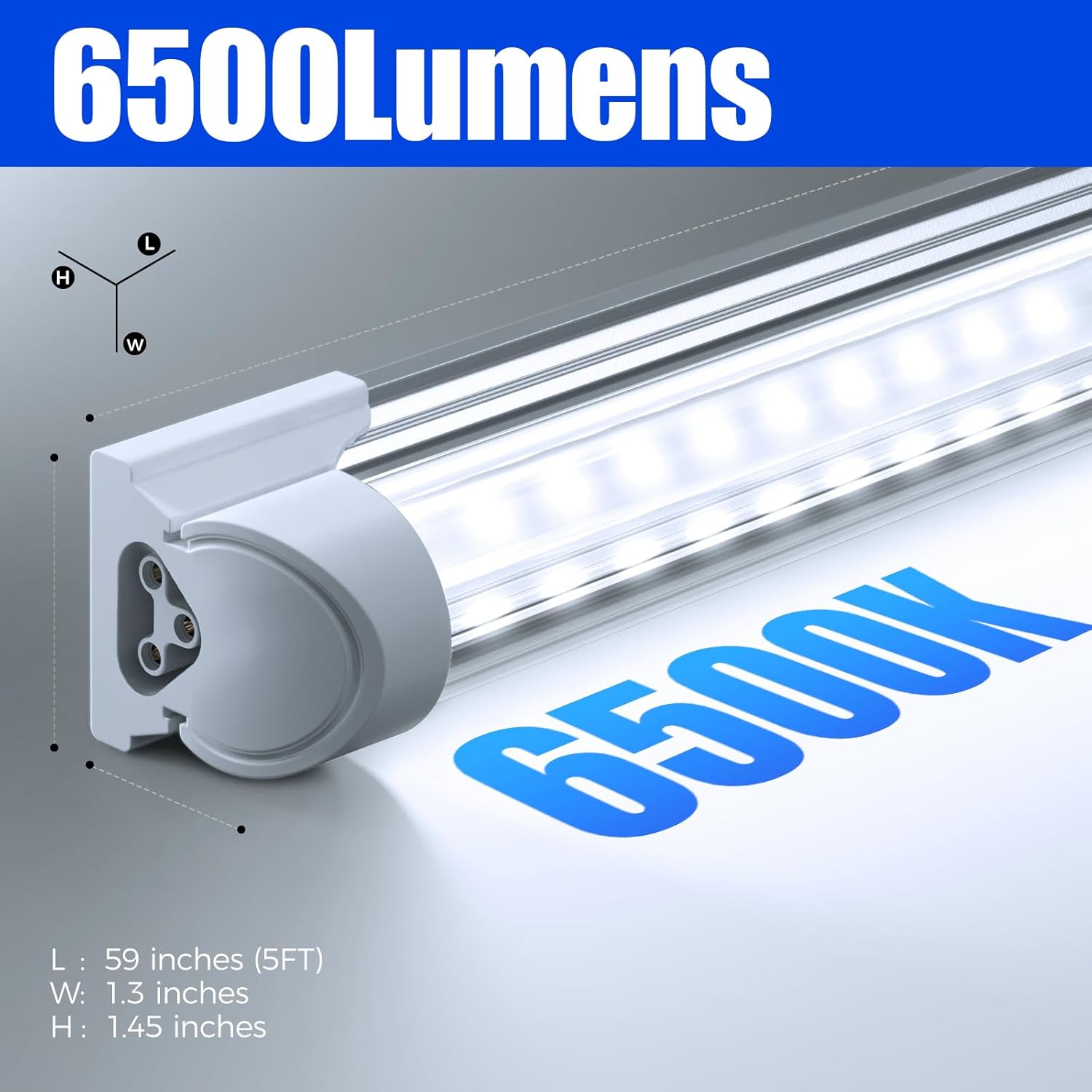 Barrina T8 50W LED Shop Light 5FT 65000K 6500LM | Clear Cover & V Shape Tube | BAO50