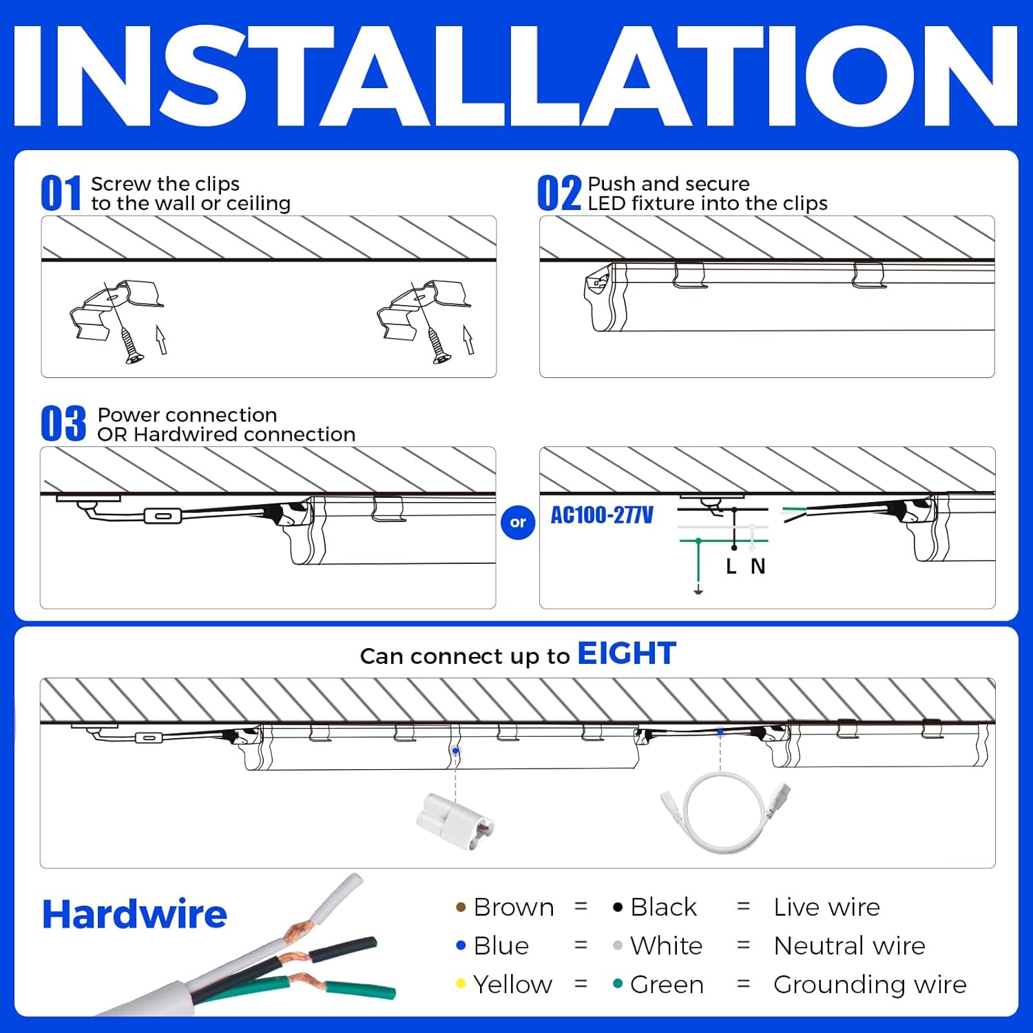 Barrina T5 20W LED Shop Lights 4FT 4000K 2200LM | Linkable & Corded Electric Switch | AAL20