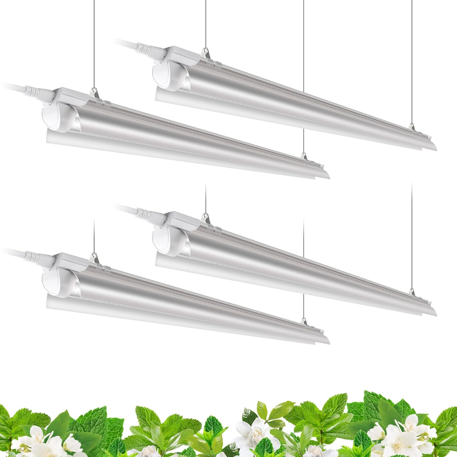 Barrina T8 42W LED Grow Lights 4FT 5000K 4 Pack | Reflectors & Linkable | QL42