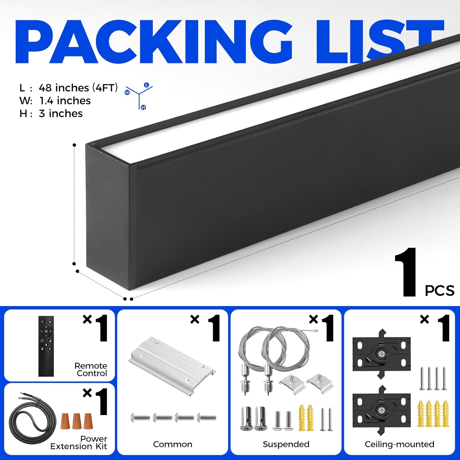 Barrina 3575 Remote Series 2nd-Generation 40W LED Linear Lights 4FT 3000K - 6000K 4000LM | Seamless Connection & Color Changing