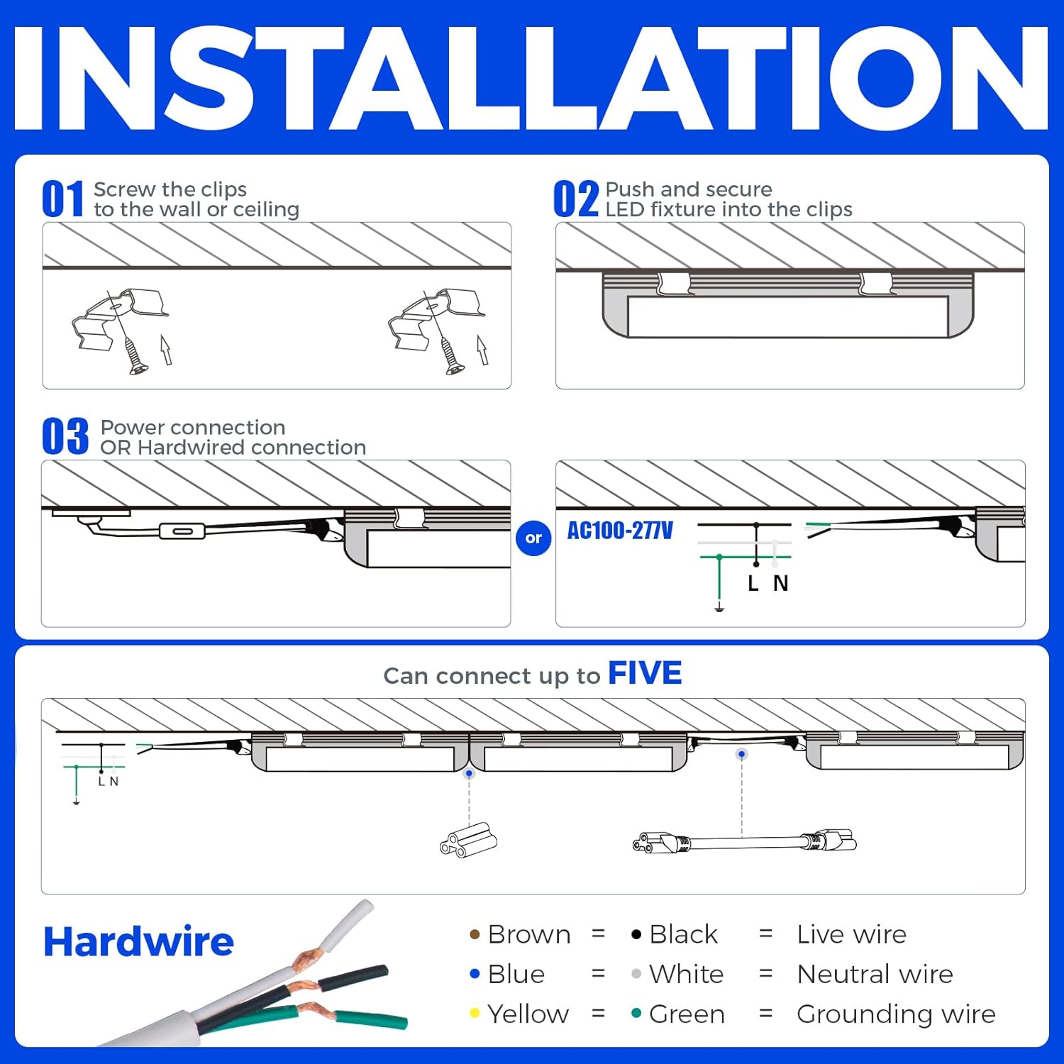 Barrina T8 50W LED Shop Light 5FT 5000K 6500LM | Clear Cover & V Shape Tube | BAO50