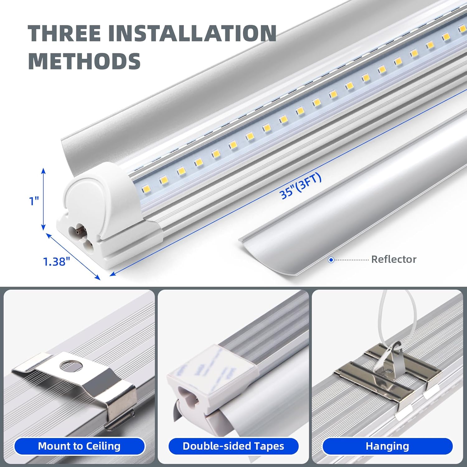 Barrina T8 30W LED Grow Light 3FT 5000K | Reflectors & Linkable | QI30