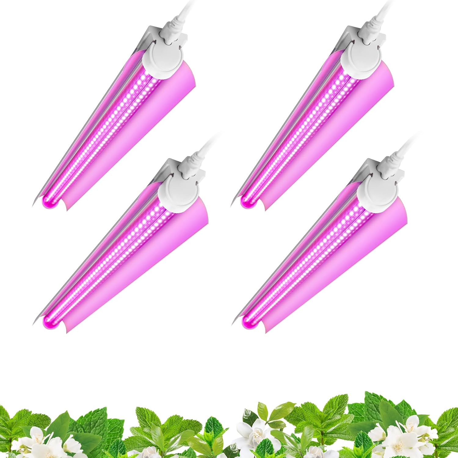 Barrina T8 24W LED Grow Light 2FT Pink Light 4 Pack | Reflectors & Linkable | QF24