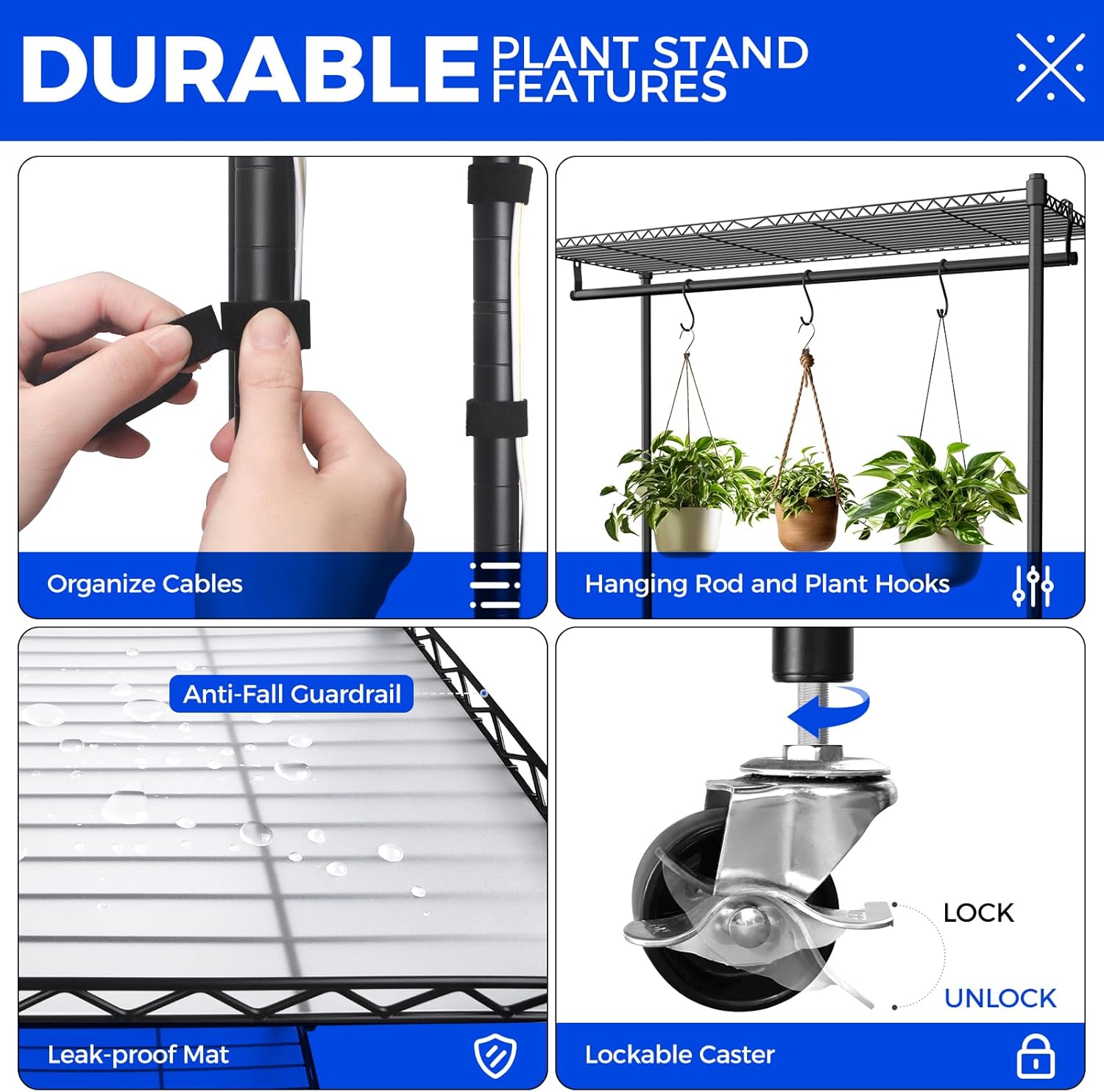 Barrina T5 4-Tire Plant Stand with 3Pcs 36W LED Grow Lights 3FT 5000K | Full Spectrum & Mechanical Timer | WI36