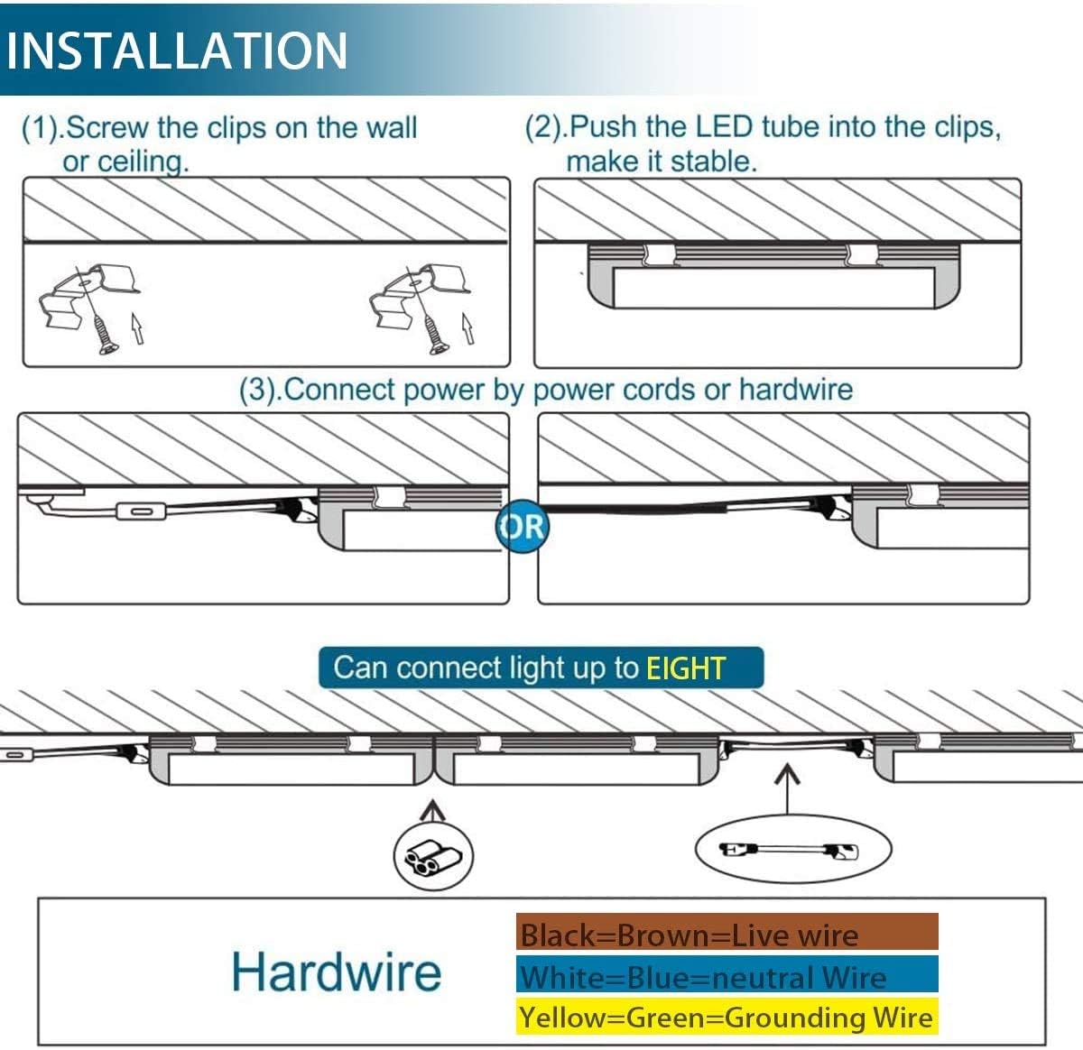 Barrina T5 20W LED Shop Lights 4FT 6500K 2200LM | Linkable & Corded Electric Switch | AAL20