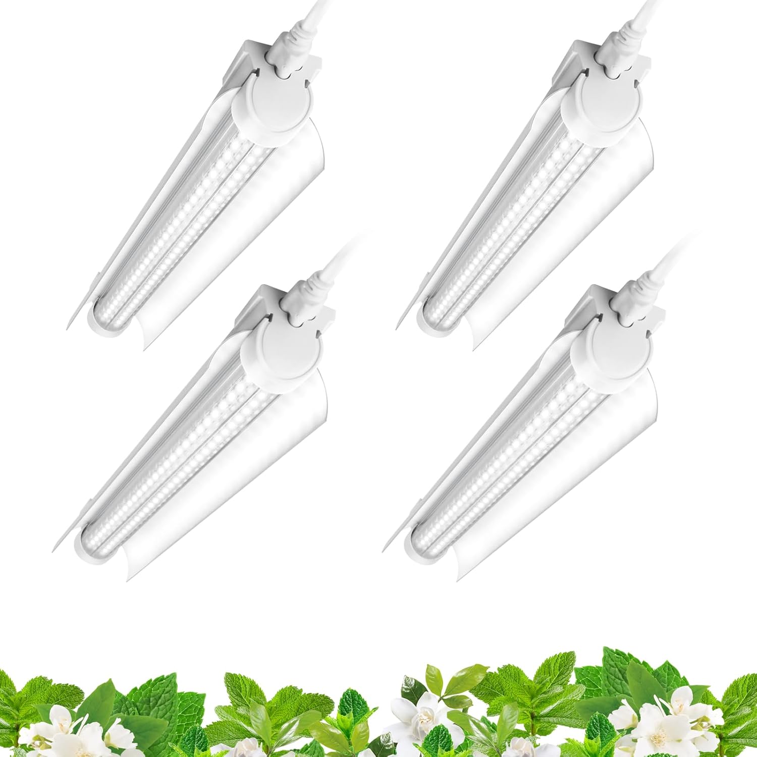 Barrina T8 15W LED Grow Light 1FT 5000K 4 Pack | Reflectors & Linkable | QC15