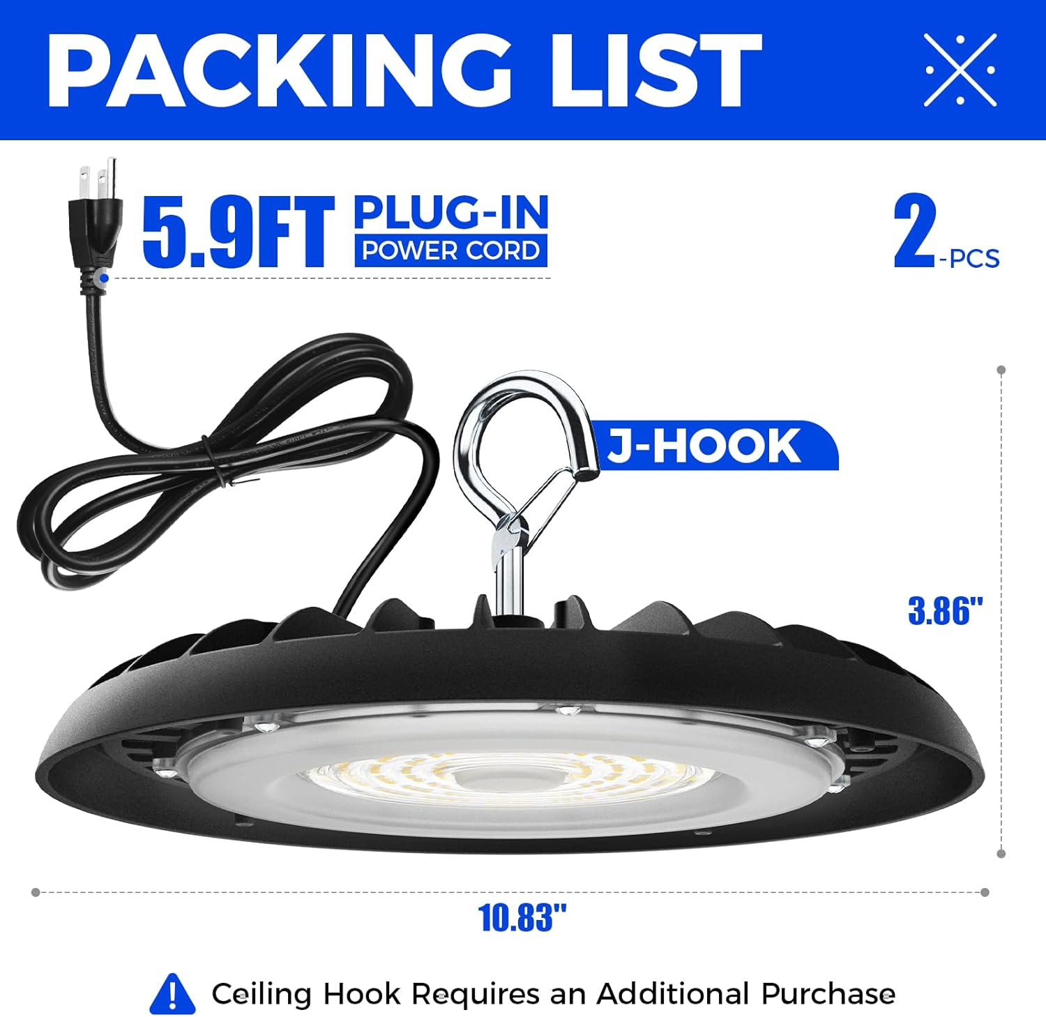 Barrina 150W UFO LED High Bay 5000K 21000LM | 6000V Surge Protection & IP65 Waterproof | BH150