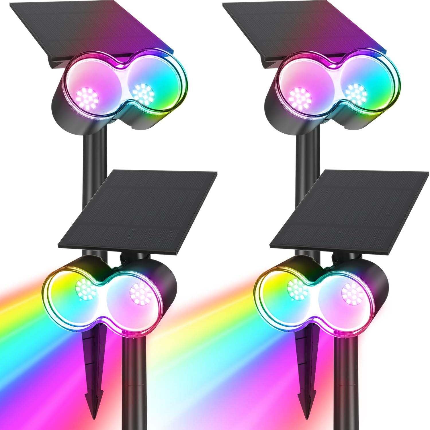 Solar Spot Lights,RGB 8 Colorful Modes,360°Horizontal Adjustable,Auto ON/OFF,WX RGB