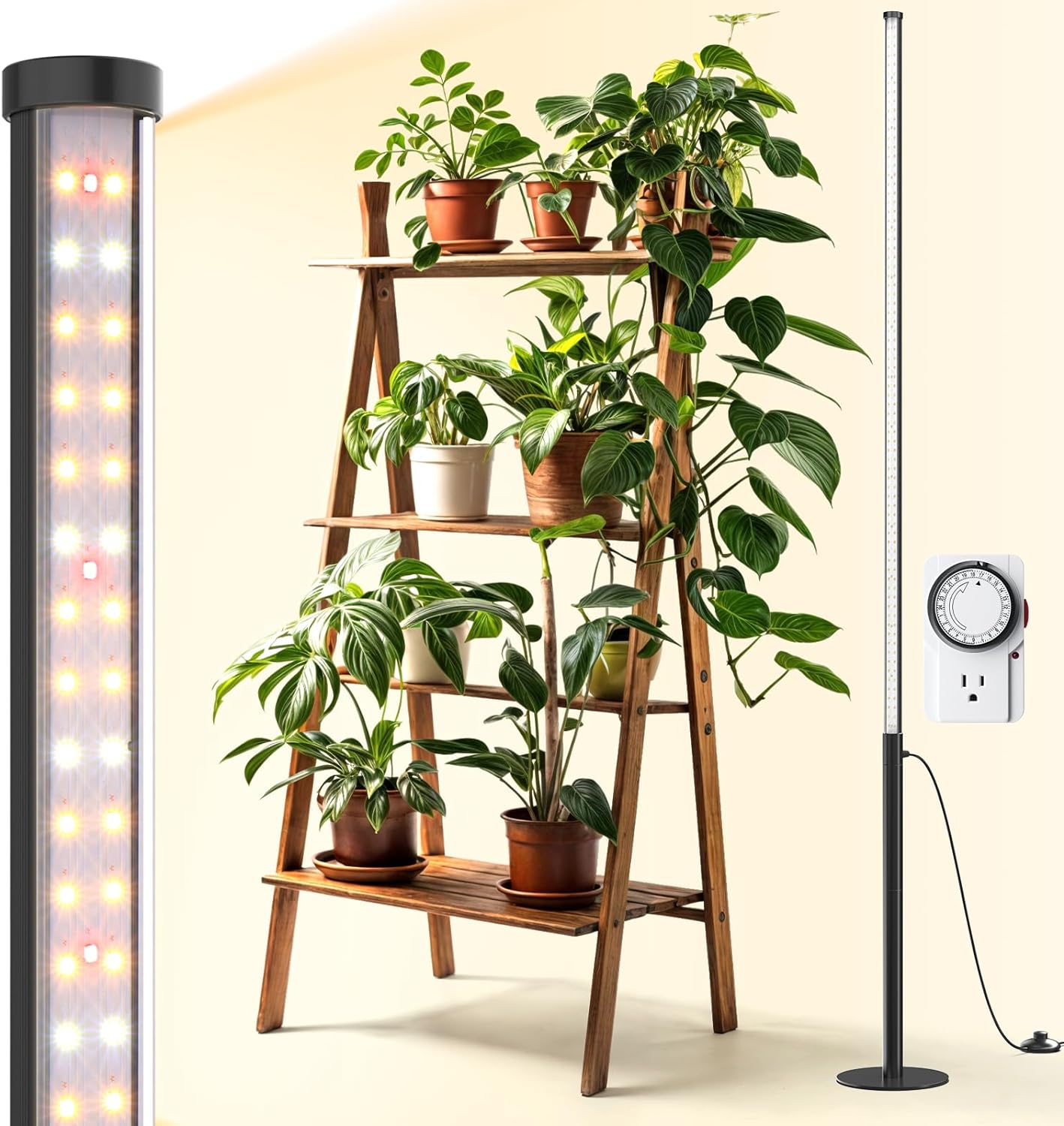 Accessories (Stand+ Extension + Timer) 1 Set, for T10 LED Grow Light with,4FT to 5.6FT