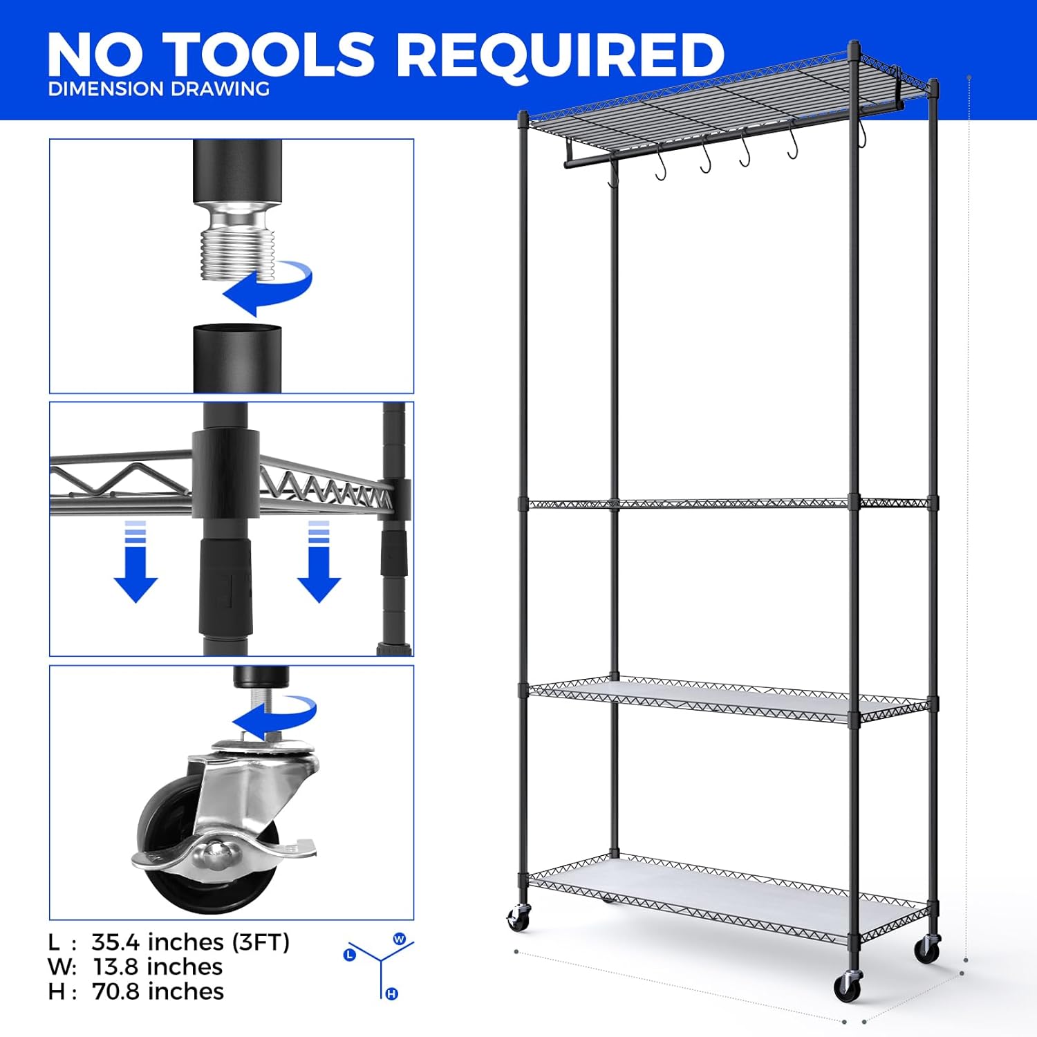 Barrina T5 4-Tire Plant Stand with 3Pcs 36W LED Grow Lights 3FT 5000K | Full Spectrum & Mechanical Timer | WI36