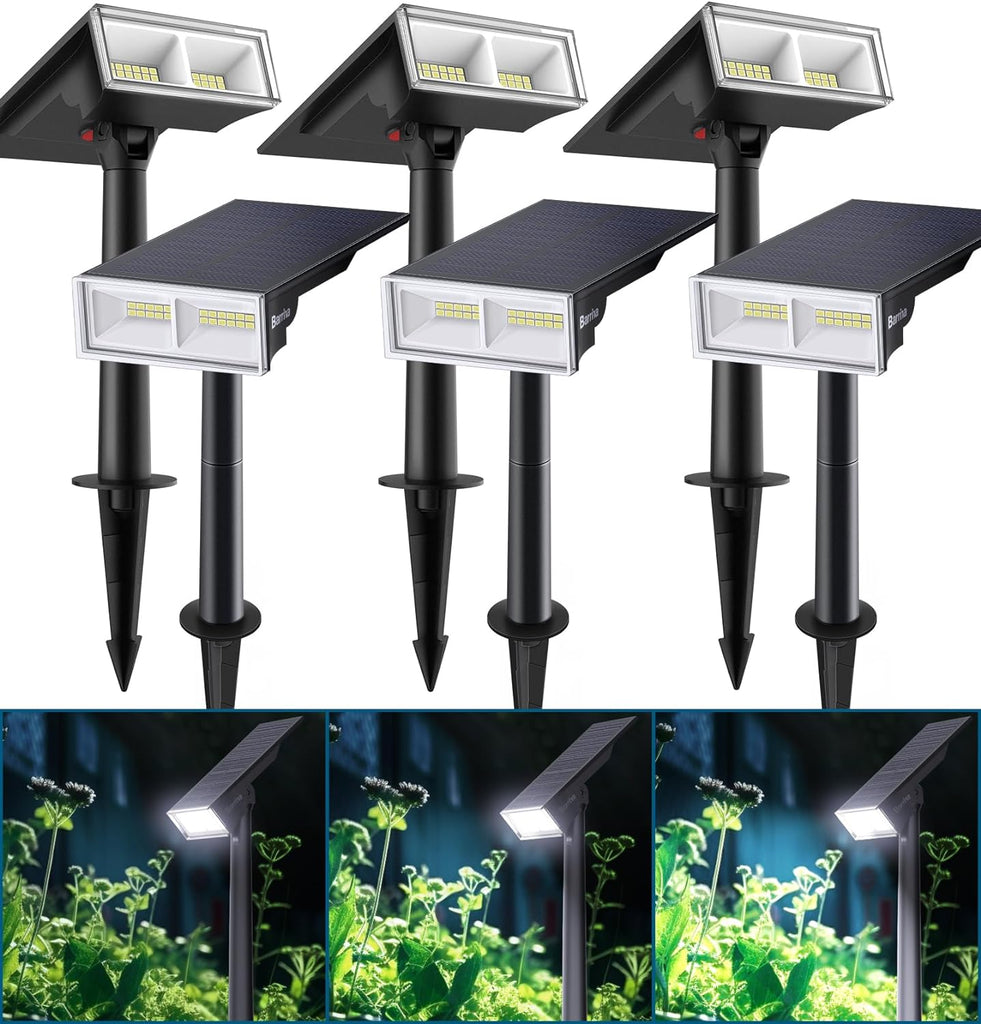 Barrina Solar Spot Lights Outdoor, 24 LEDs 6500K 3 Modes IP65 Waterproof, Auto ON/Off Outdoor 2 Pack