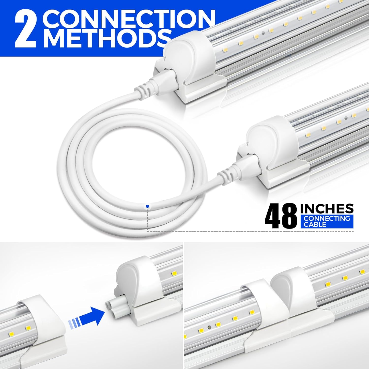 Barrina T8 72W LED Shop Light 8FT 5000K 10000LM | Clear Cover & V Shape Tube | BAX72