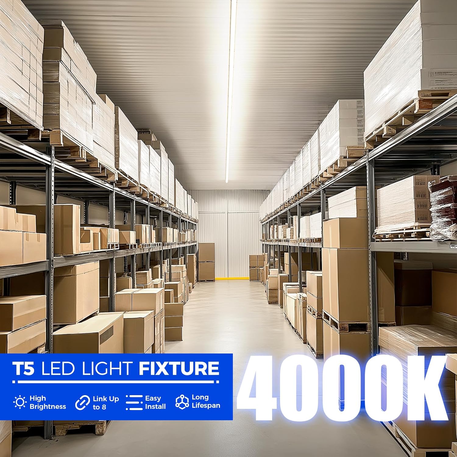 Barrina T5 20W LED Shop Lights 4FT 4000K 2200LM | Linkable & Corded Electric Switch | AAL20