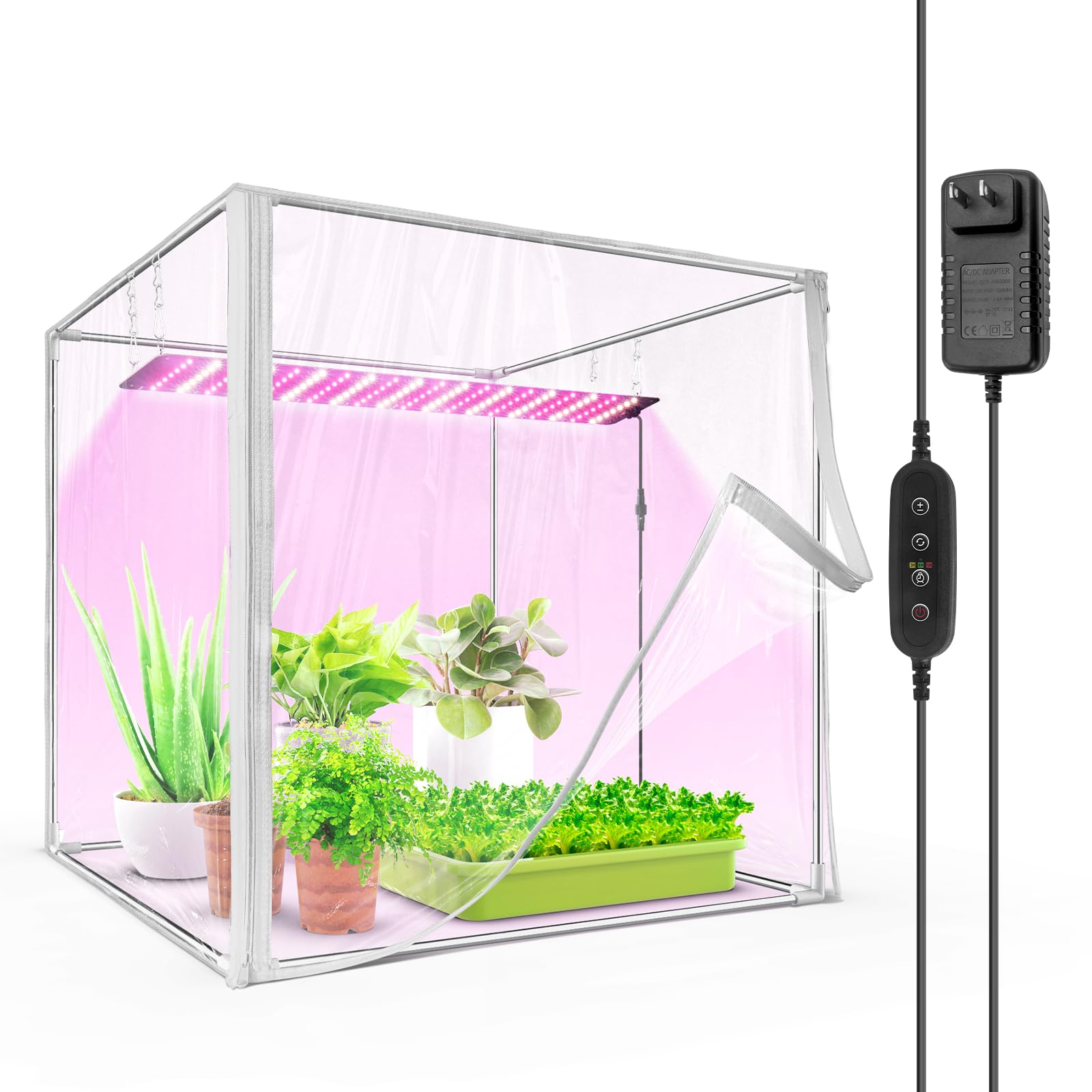 Indoor Greenhouse with 40W Seed Starting Grow Light, 23x23x23IN