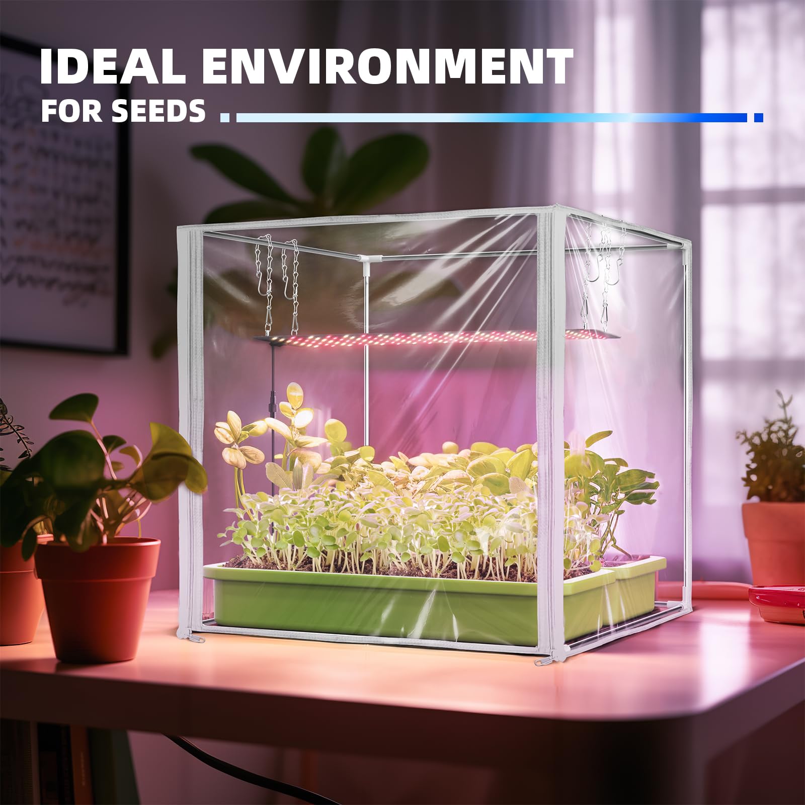 Indoor Greenhouse with 40W Seed Starting Grow Light, 23x23x23IN