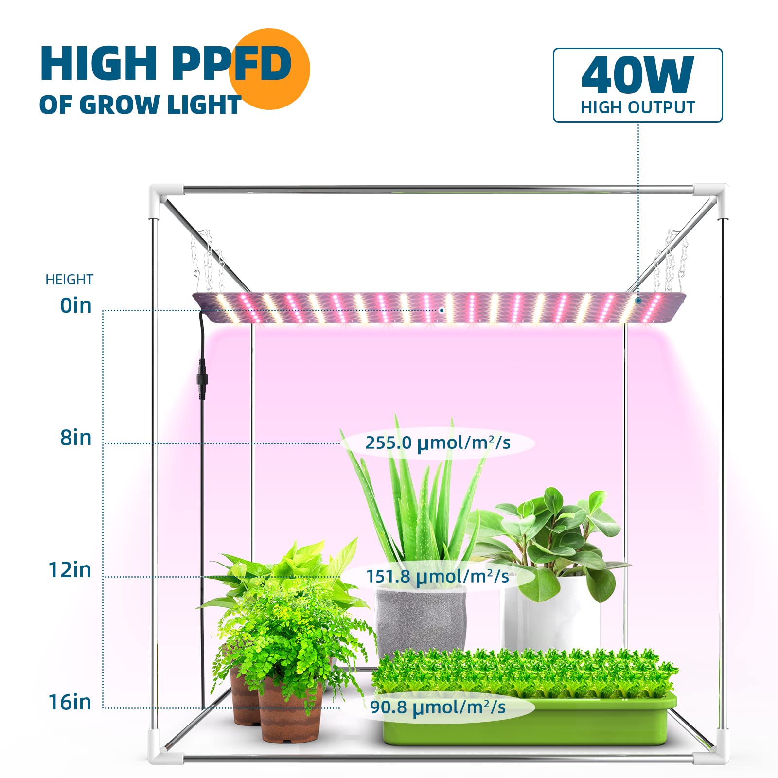 Indoor Greenhouse with 40W Seed Starting Grow Light, 23x23x23IN