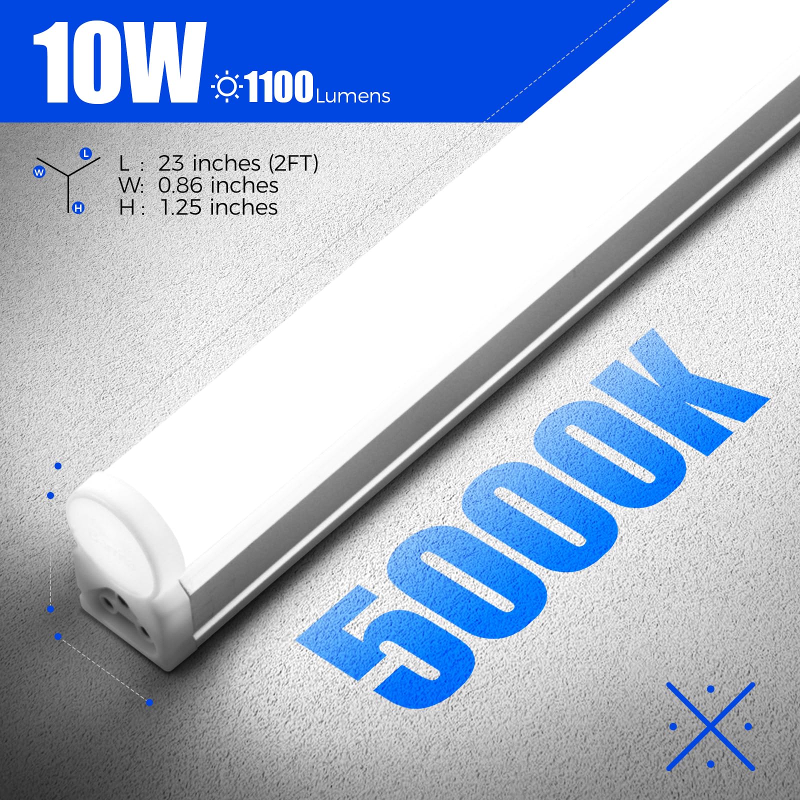 T5 LED Shop Light,2FT,10W,1100LM,5000K,Linkable,6 Packs,AAF10