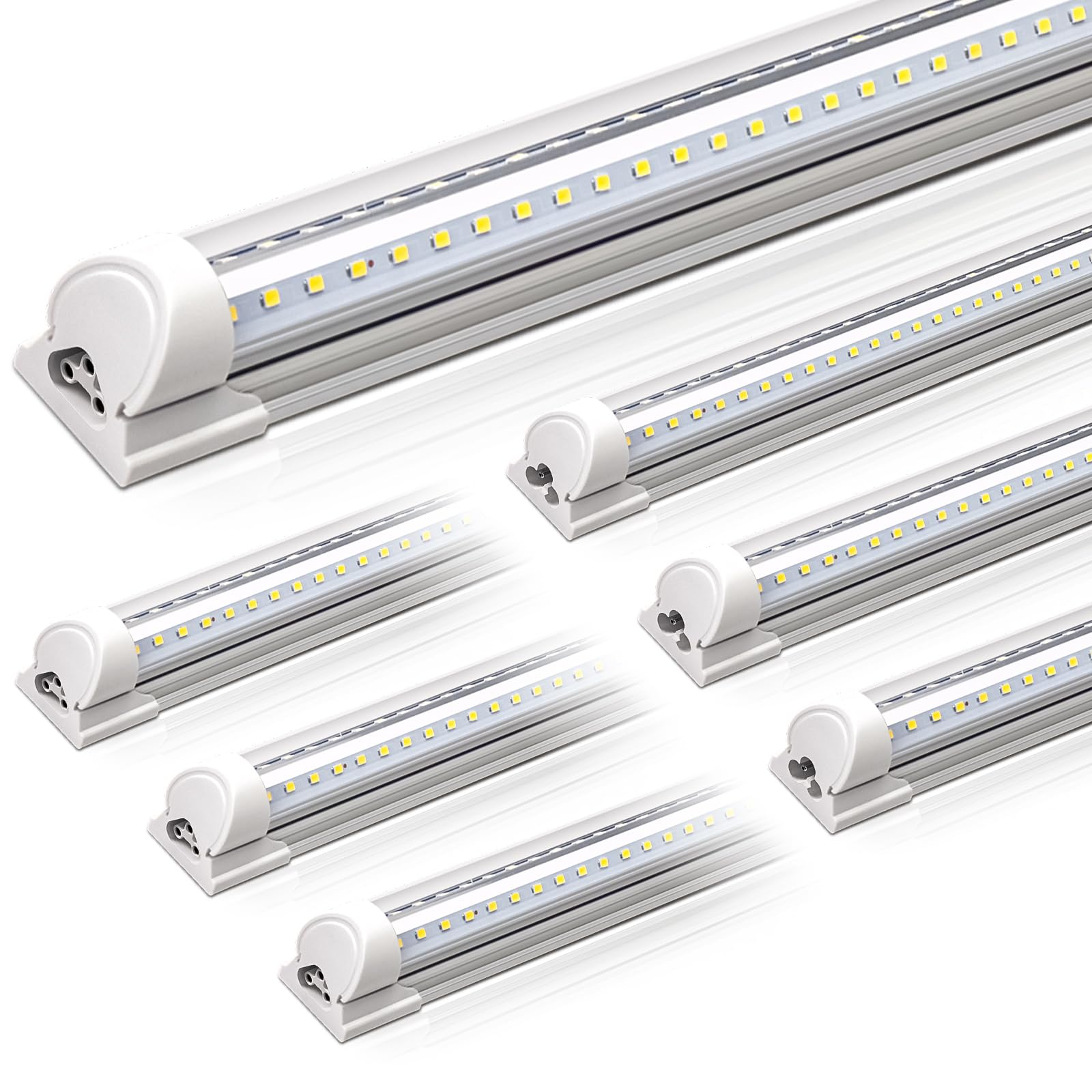 T8 LED Shop Lights, 5FT/6FT, Linkable V-Shape, ETL Listed, 6 Packs