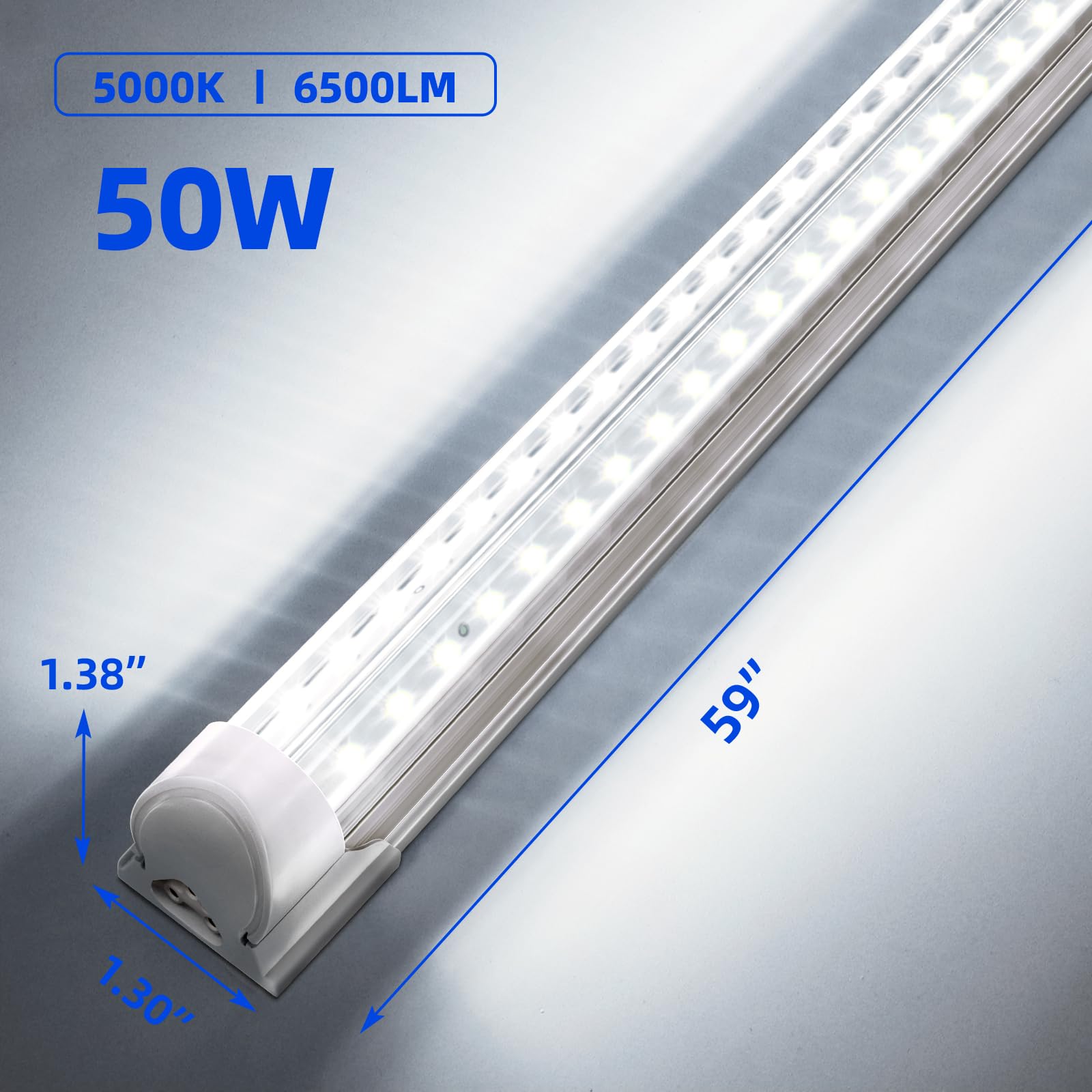 T8 LED Shop Lights, 5FT/6FT, Linkable V-Shape, ETL Listed, 6 Packs