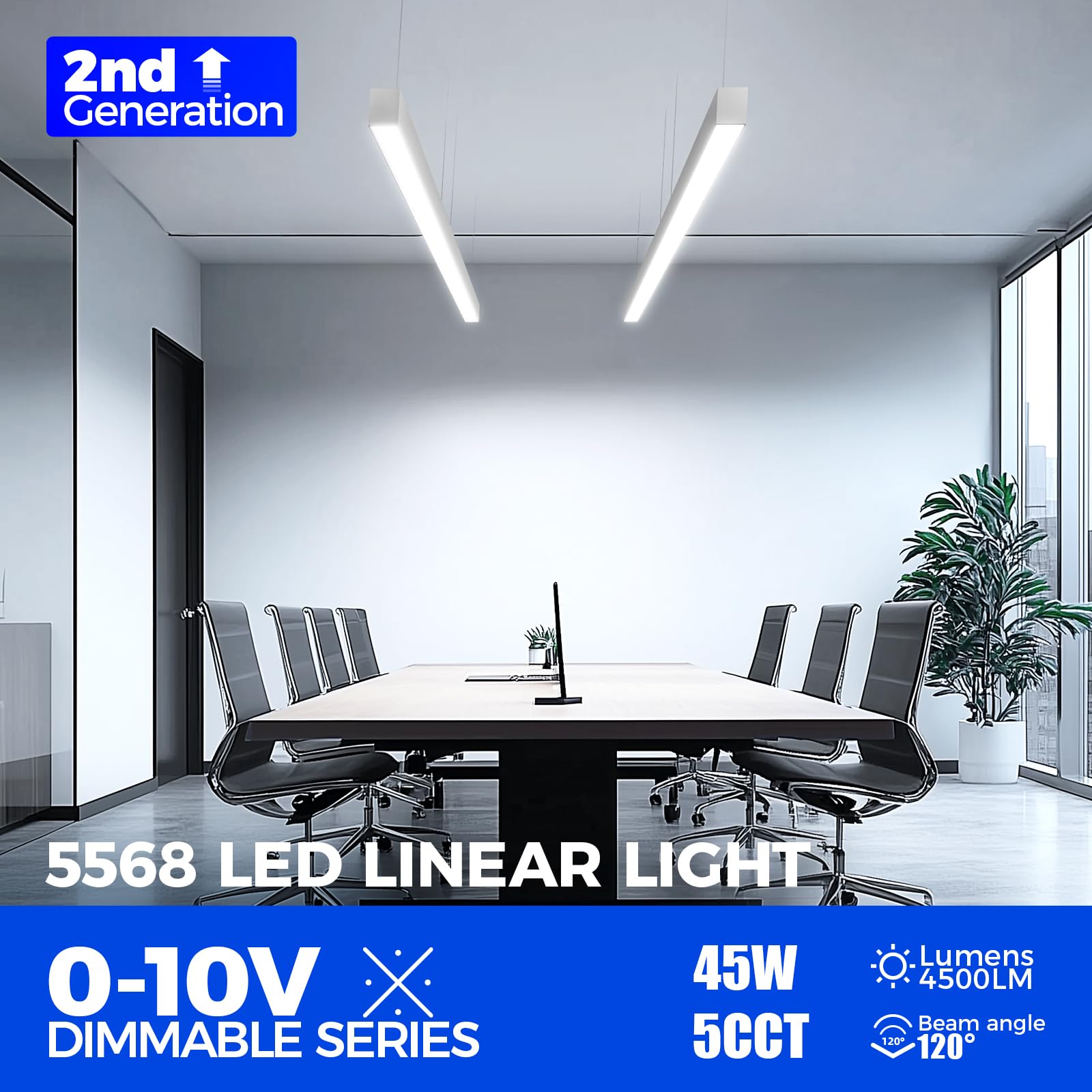 5568-0-10V Series LED Linear Light, White, 2nd-Generation