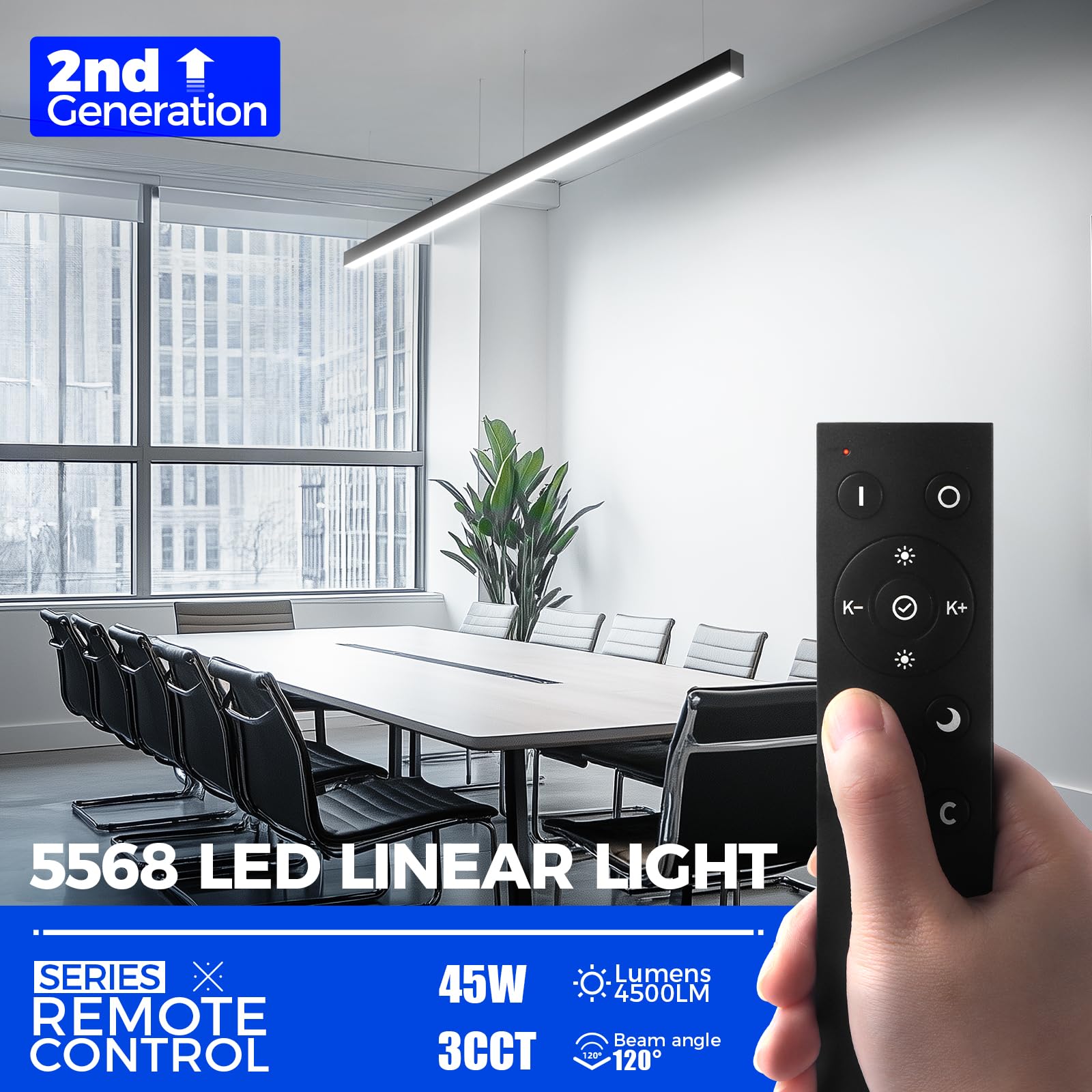 Barrina 5568 Remote Series 2nd-Generation 45W LED Linear Lights 4FT 3000K - 6000K 4500LM | Seamless Connection & Color Changing