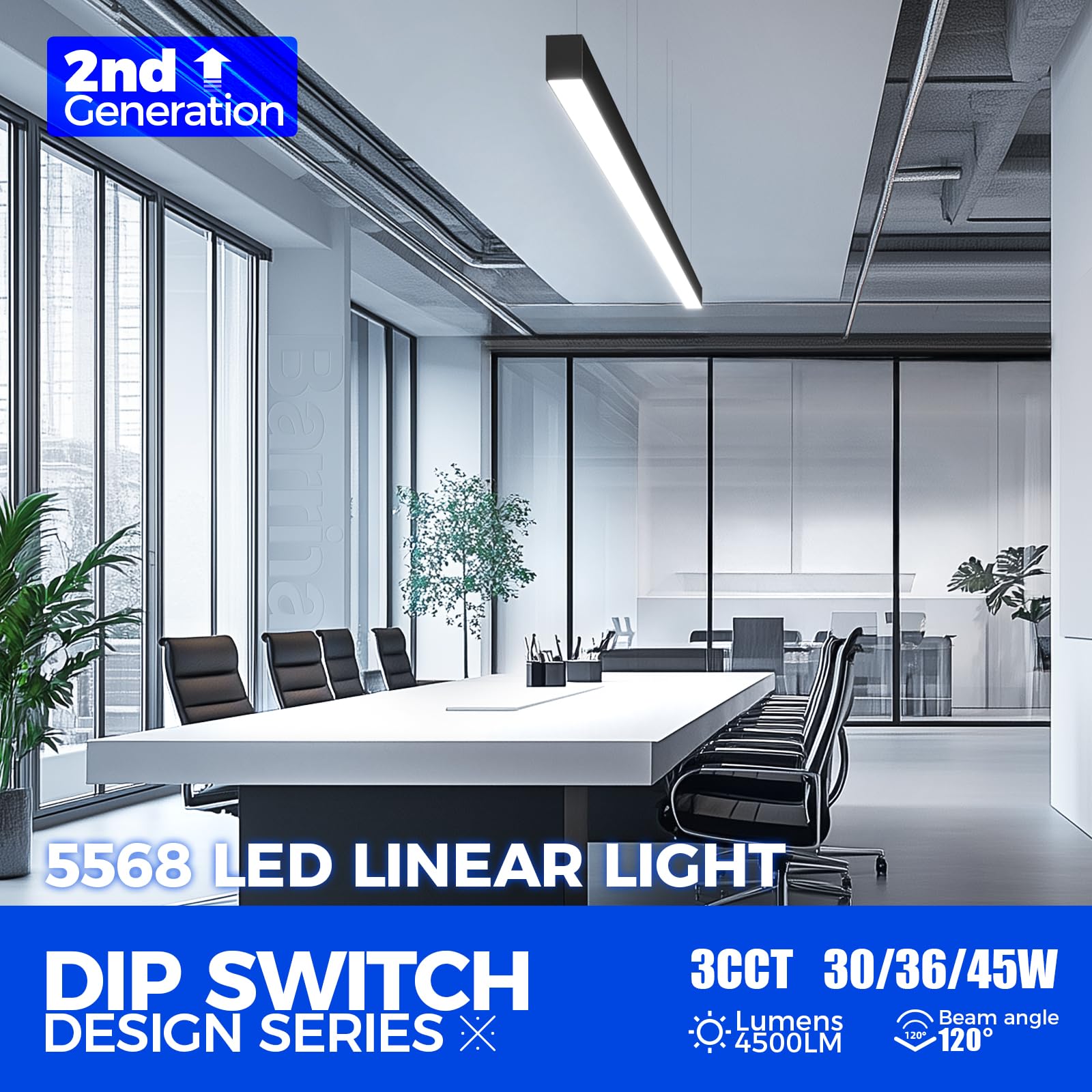 5568 DIP Switch Series 4FT LED Linear Light, Black, 2nd-Generation