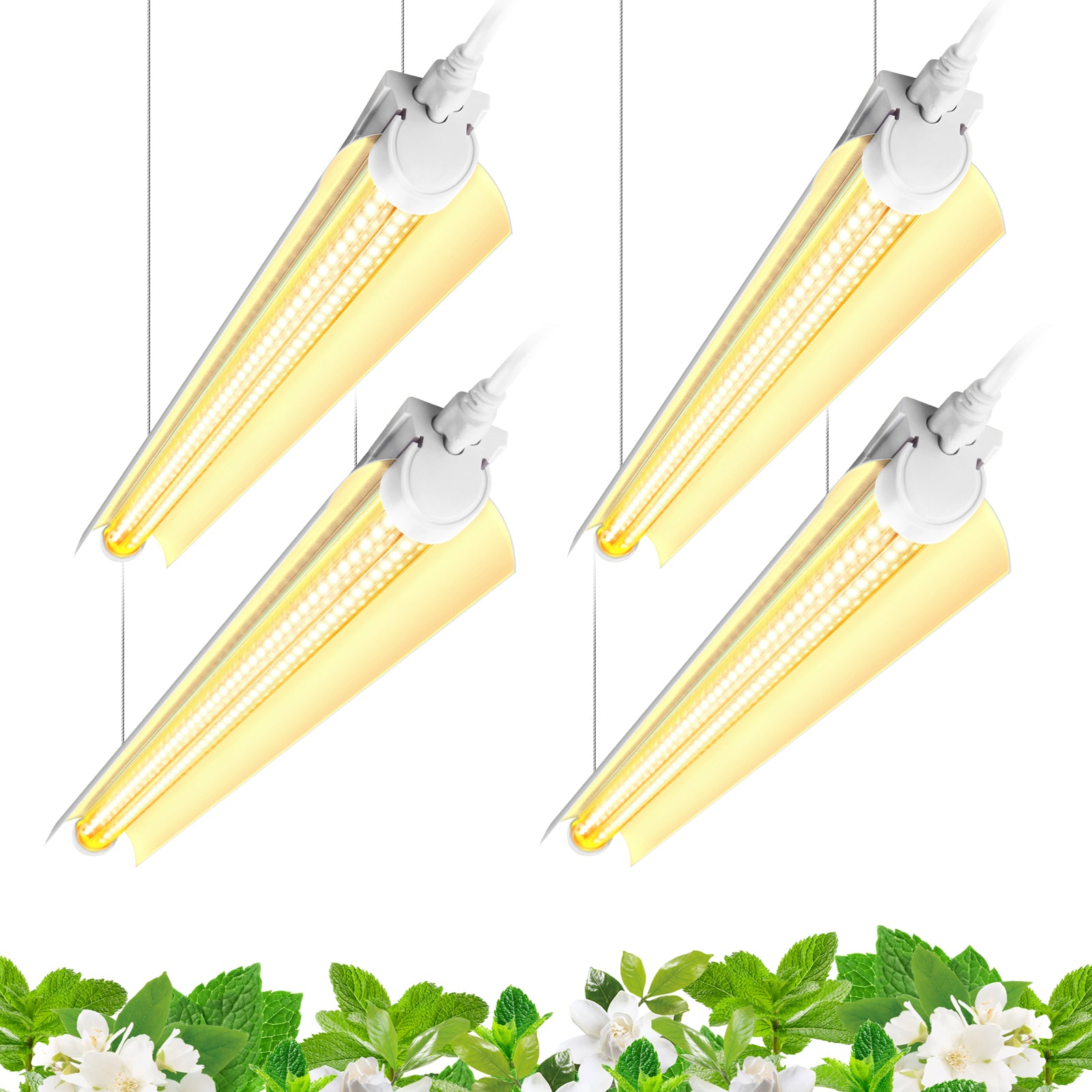 Barrina T8 24W LED Grow Light 2FT Yellow Light 4 Pack | Reflectors & Linkable | QF24