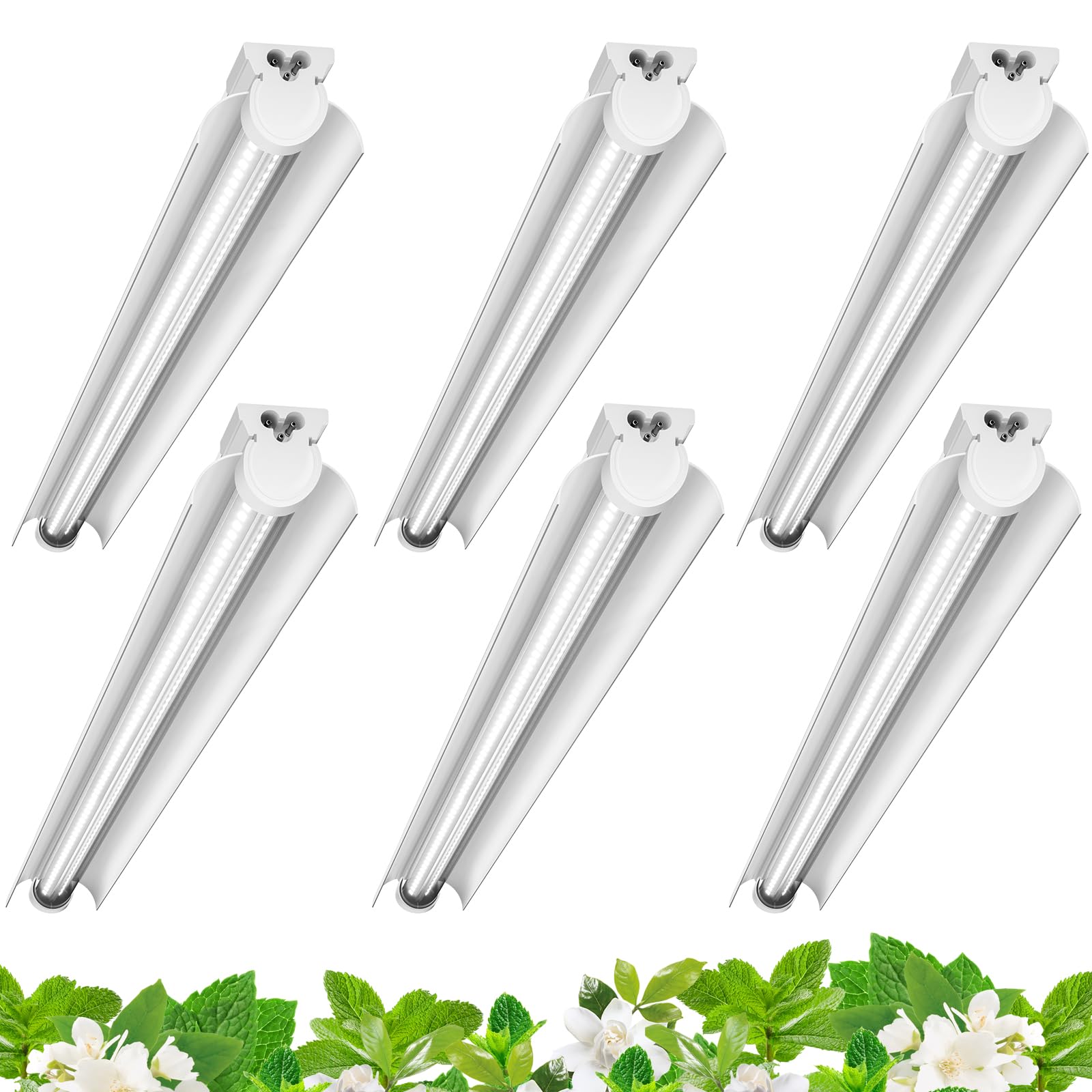 T8 LED Grow Light,3FT,30W,Full Spectrum,Linkable,Reflector Design,6 Packs,QI30