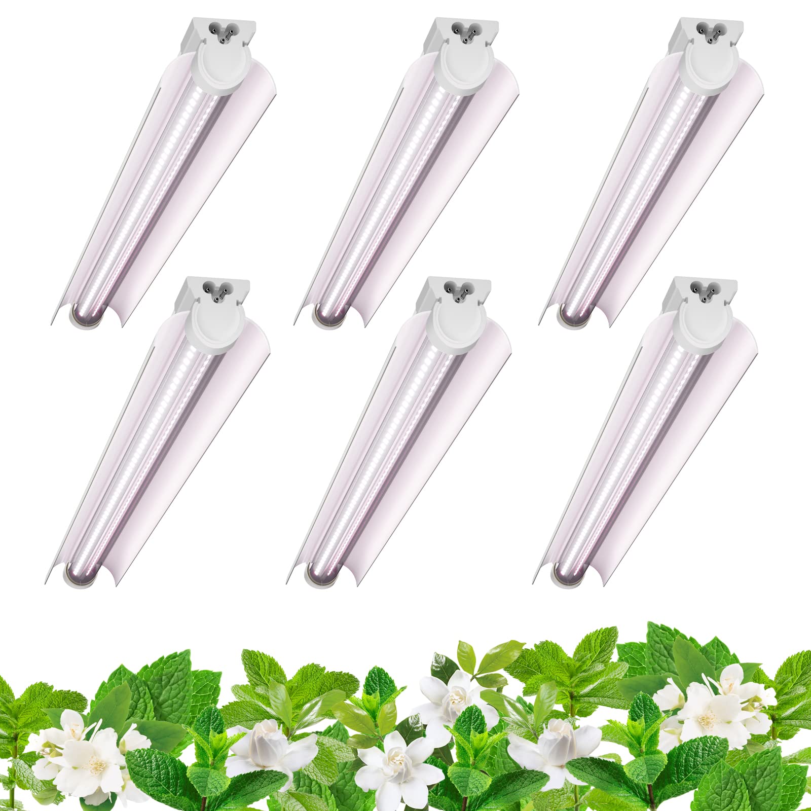 T8 LED Grow Light,3FT,30W,Full Spectrum,Linkable,Reflector Design,6 Packs,QI30