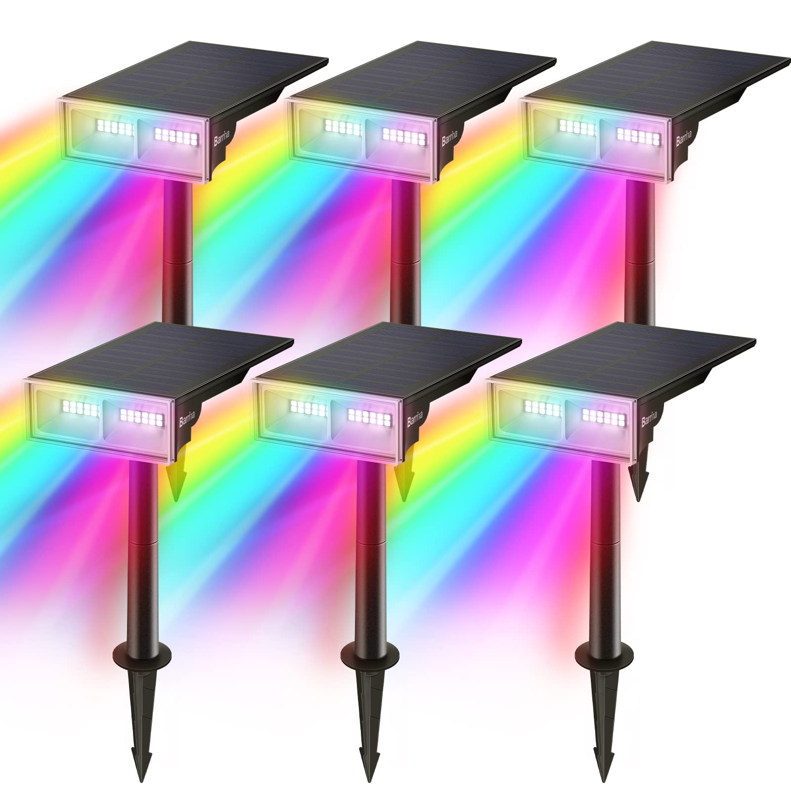Solar Spot Lights,RGB 8 Colorful Modes,Auto ON/OFF,24 LEDs,6 Packs,TYN RGB 6