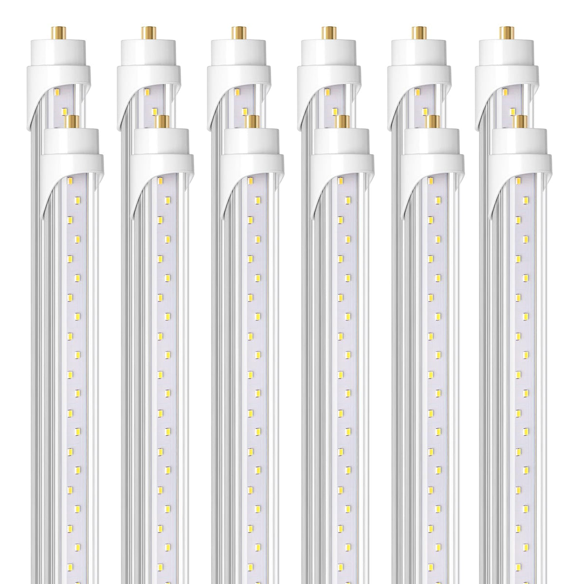 T8 LED Tube Light Bulbs 8FT 44W 5500LM 6500K FA8 Single Pin 12 Pack T