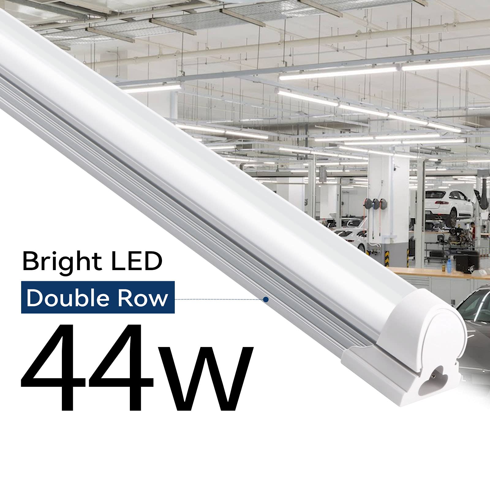 T8 LED Shop Light,8FT,44W,4500LM,6500K,Frosted Cover,6 Packs,BAX44