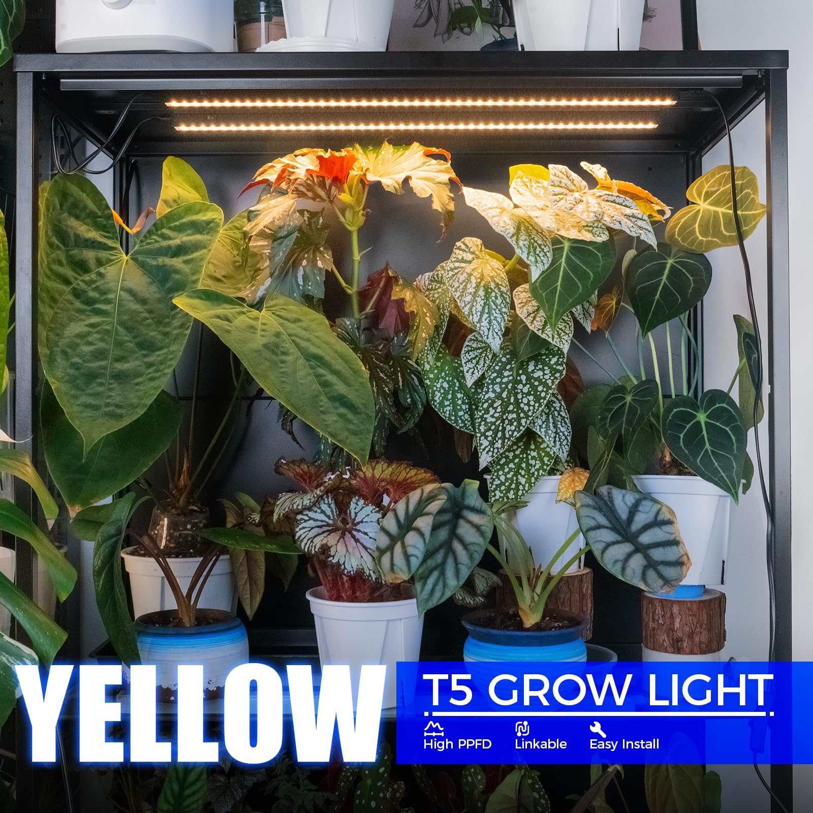 T5 Grow Lights for Indoor Plants Magnetic Installation, Full Spectrum, Linkable